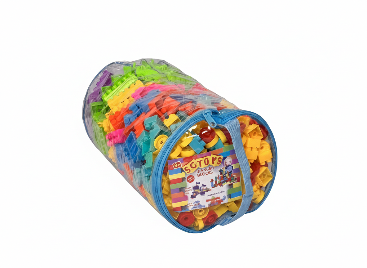 SG Toys Colorful Building Blocks Set – Large Plastic Construction Bricks with Zipper Storage Bag