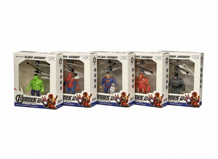 Flying Superhero Helicopter Toy – LED Light Action Figure with Remote Control (Heroes Collection)