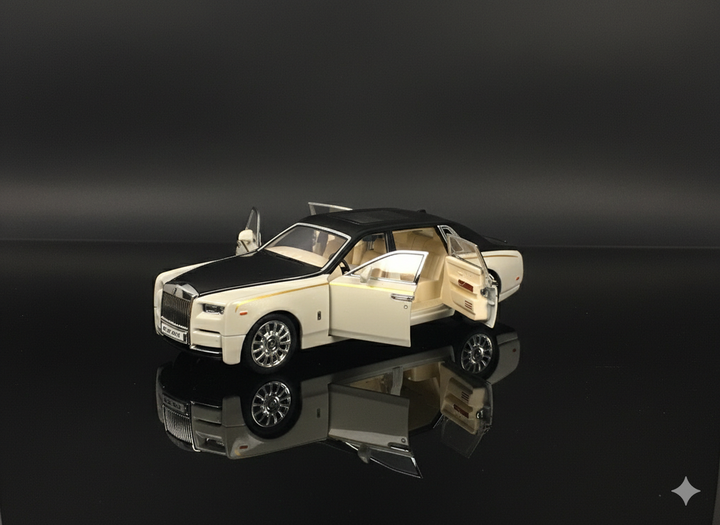 Rolls-Royce Phantom White Die-Cast Model Car – Sound & Light Pull Back Series (1:24 Scale)