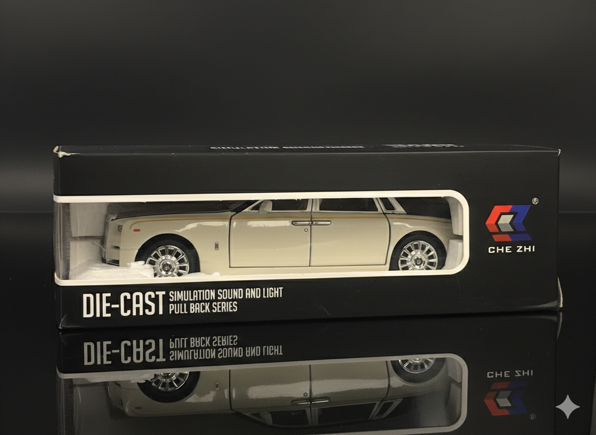 Rolls-Royce Phantom White Die-Cast Model Car – Sound & Light Pull Back Series (1:24 Scale)