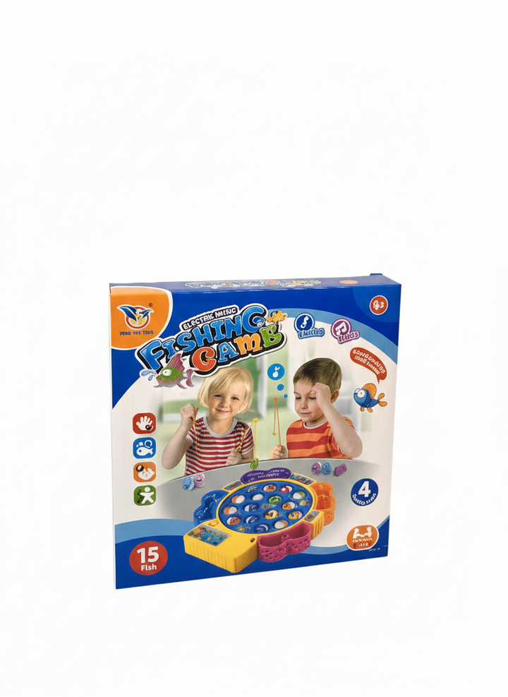 Electric Musical Fishing Game Toy – 15 Fish Rotating Board Game for Kids (4 Players)