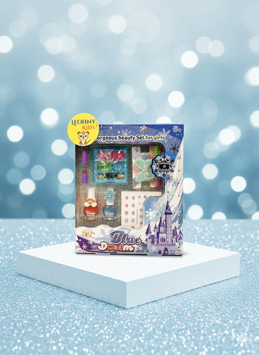 Leohny Kids Gorgeous Beauty Set for Girls – Butterfly Princess & Blue Dream Makeup Kit (5+ Years)