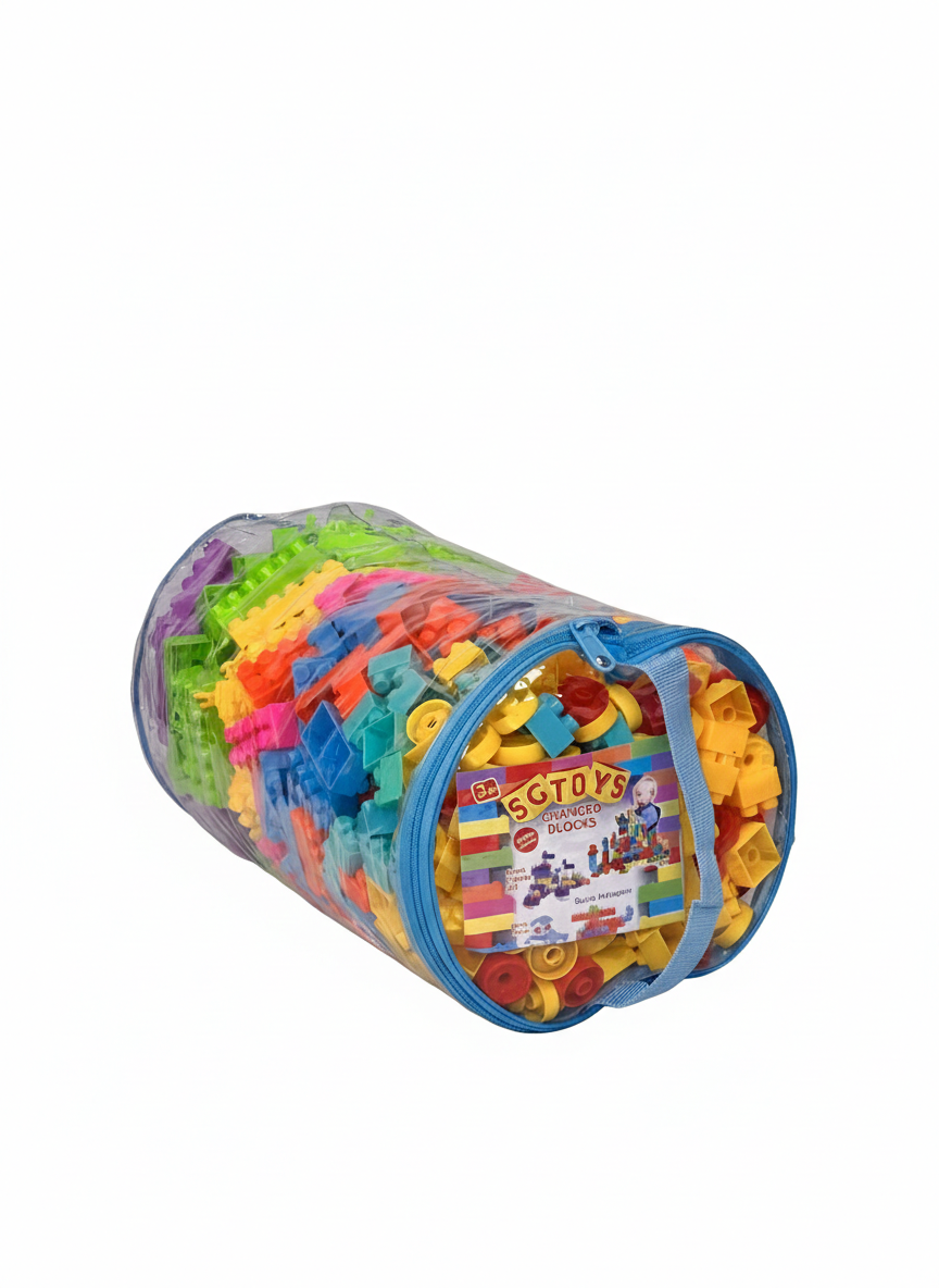 SG Toys Colorful Building Blocks Set – Large Plastic Construction Bricks with Zipper Storage Bag