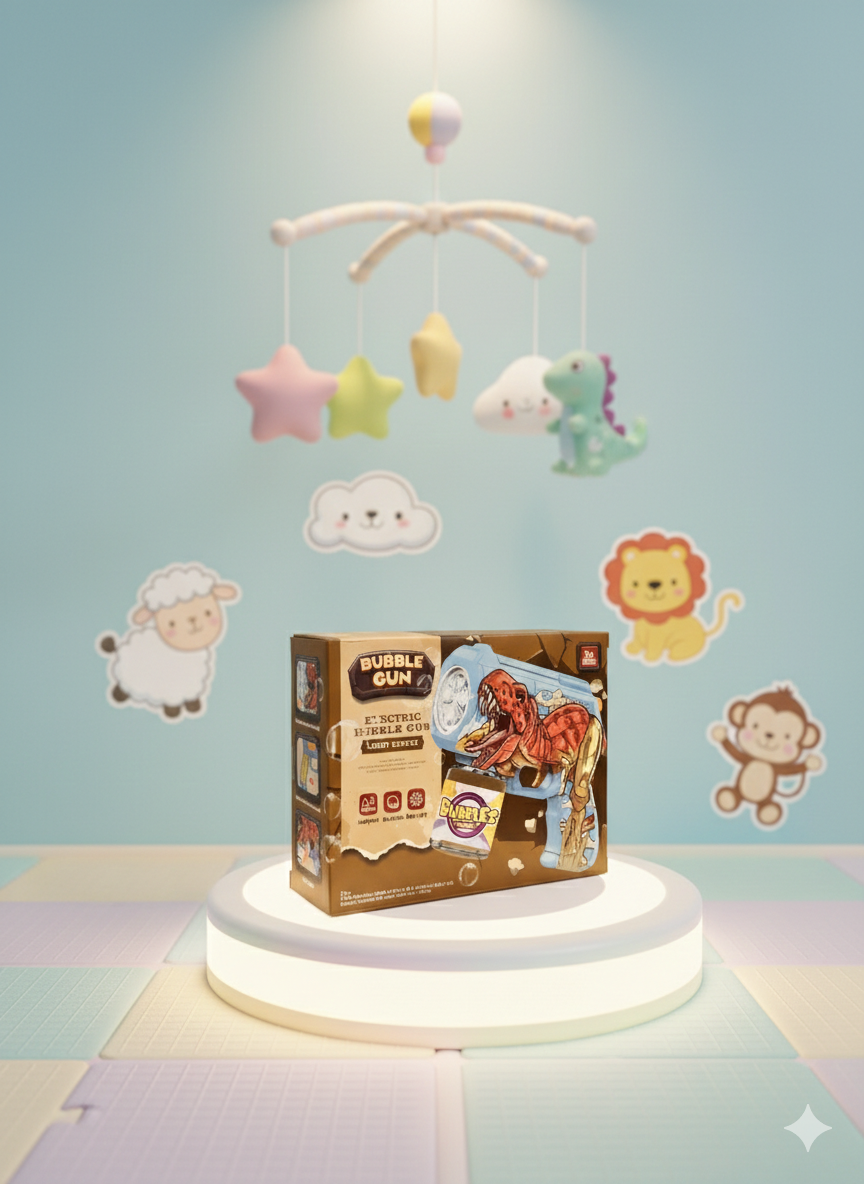 Dinosaur Bubble Gun – Electric Bubble Blaster Toy for Kids