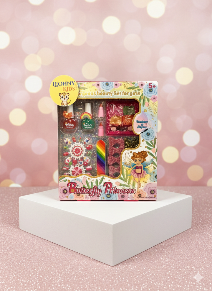 Leohny Kids Gorgeous Beauty Set for Girls – Butterfly Princess & Blue Dream Makeup Kit (5+ Years)