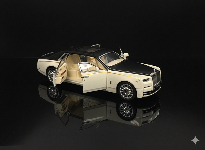 Rolls-Royce Phantom White Die-Cast Model Car – Sound & Light Pull Back Series (1:24 Scale)