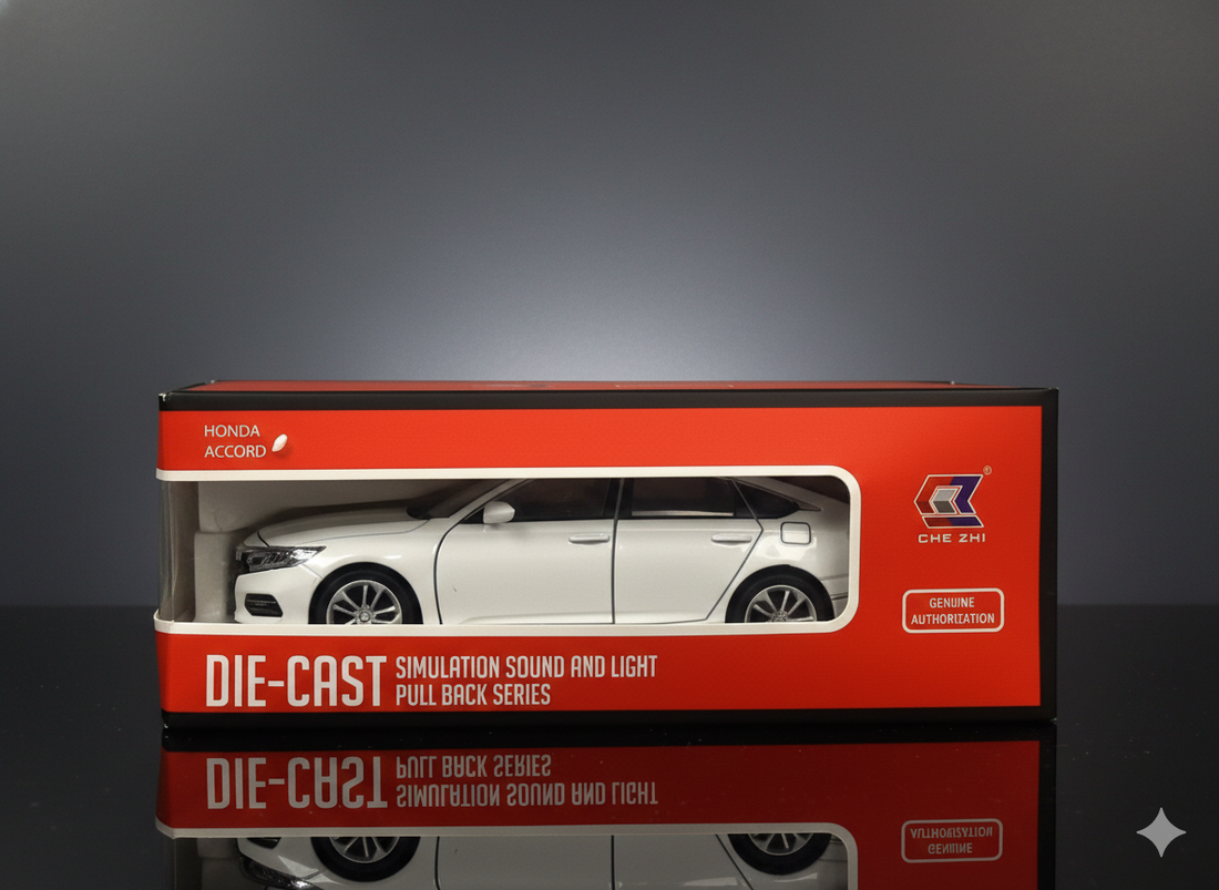 Honda Accord White Die-Cast Model Car – Sound & Light Pull Back Series (1:24 Scale)
