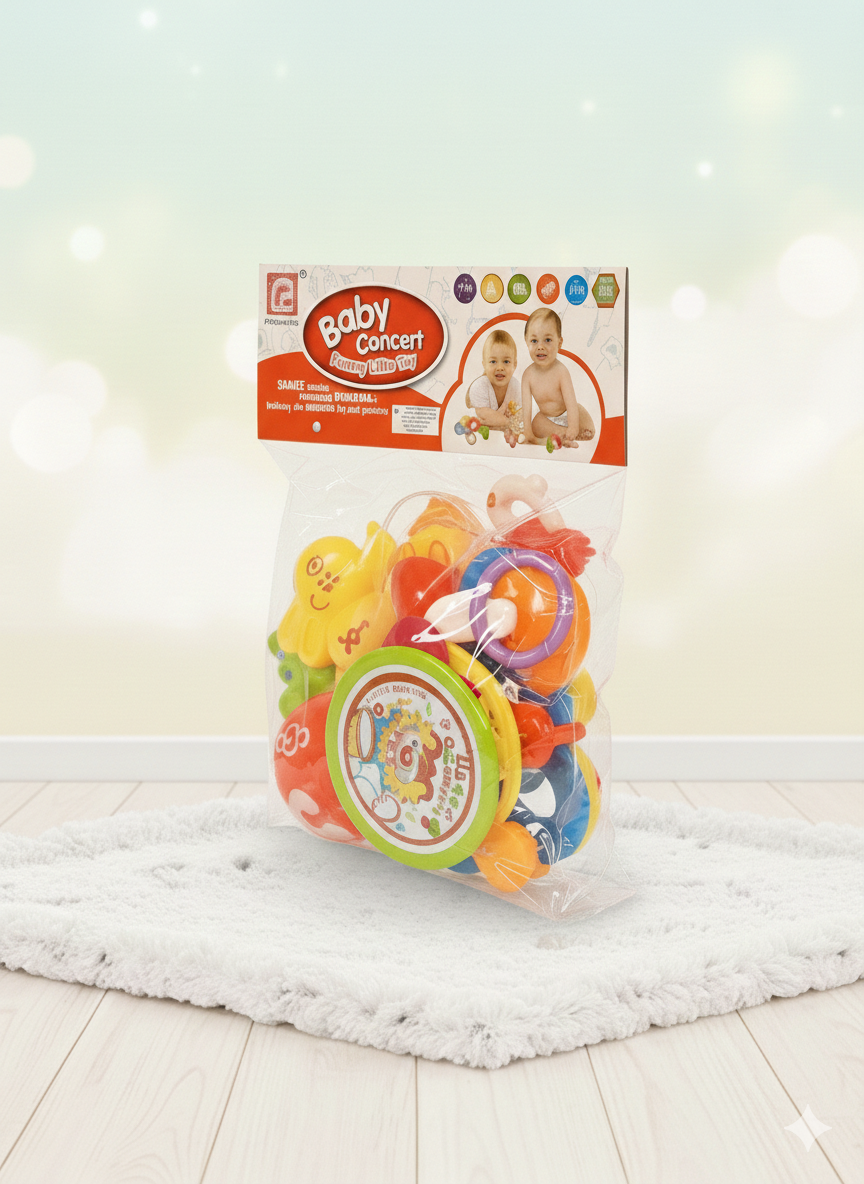 Baby Concert Infant Rattle & Activity Toy Set – Multi-Color Educational Toys Pack