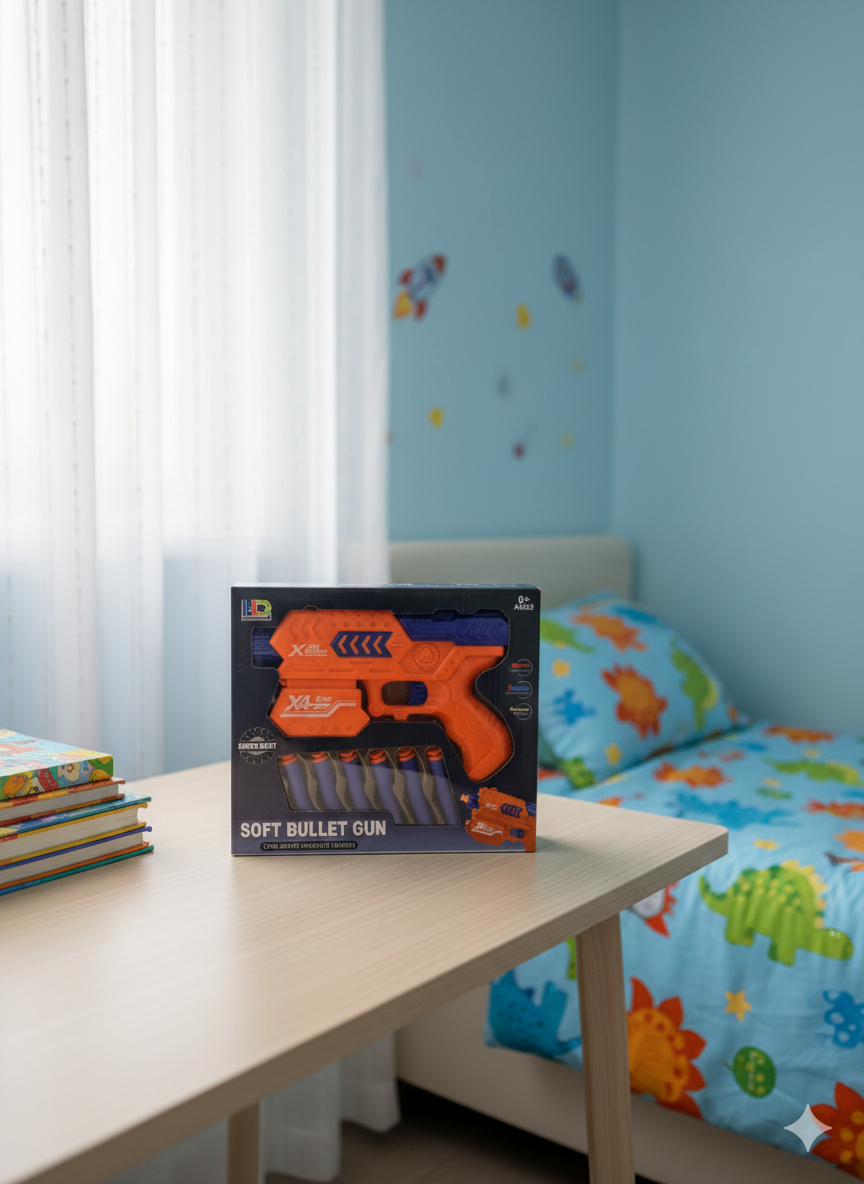 Soft Bullet Gun Toy for Kids – Foam Dart Blaster with Refill Bullets