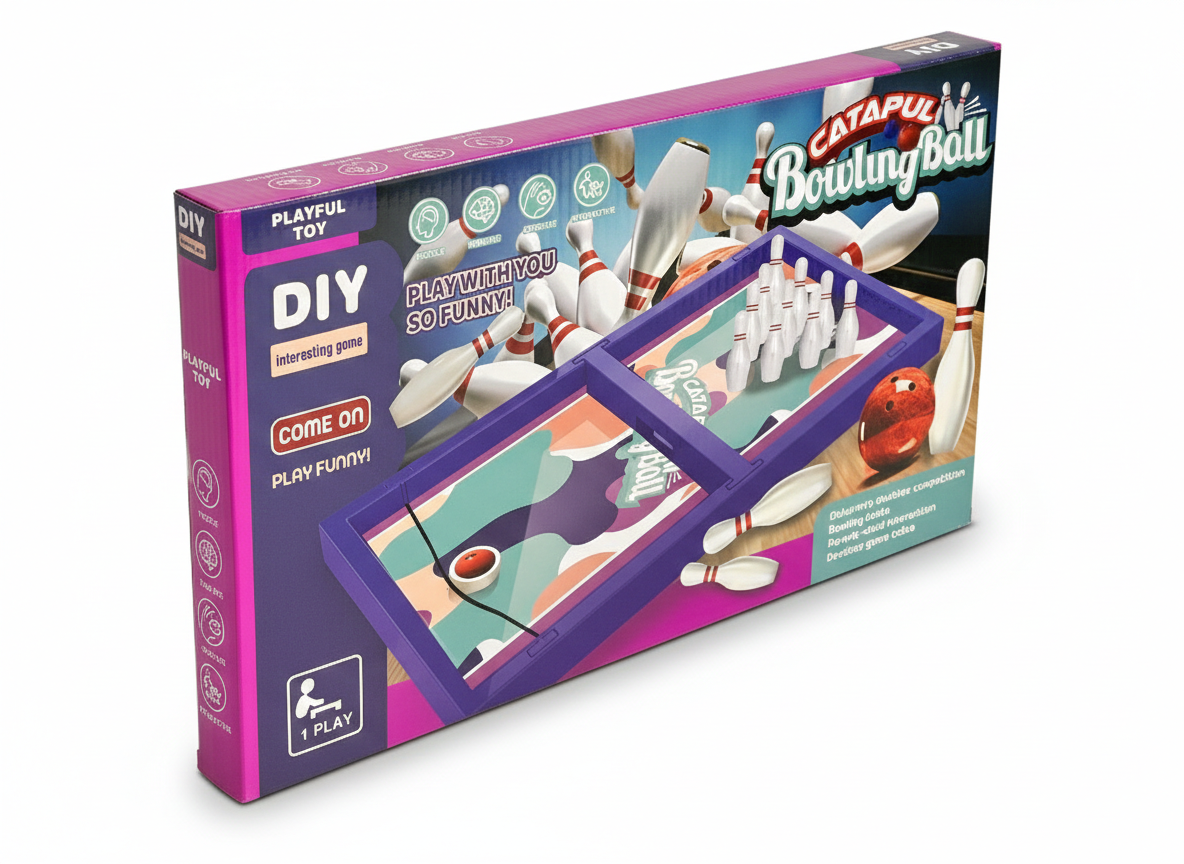 DIY Catapult Bowling Ball Game Set – Tabletop Mini Bowling Toy for Kids