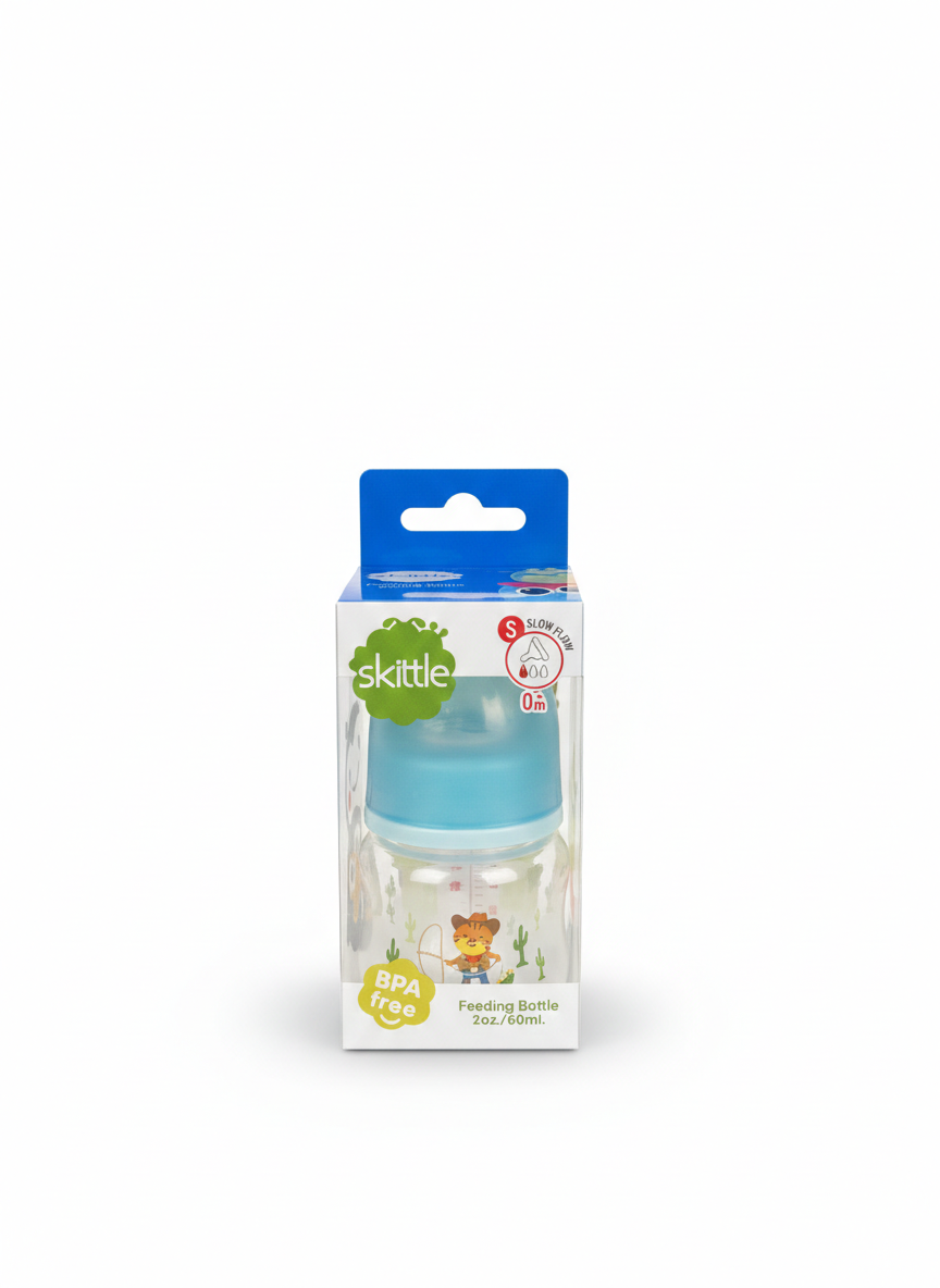 Skittle BPA-Free Baby Feeding Bottle – 50ml (2oz) Slow Flow | 0+ Months