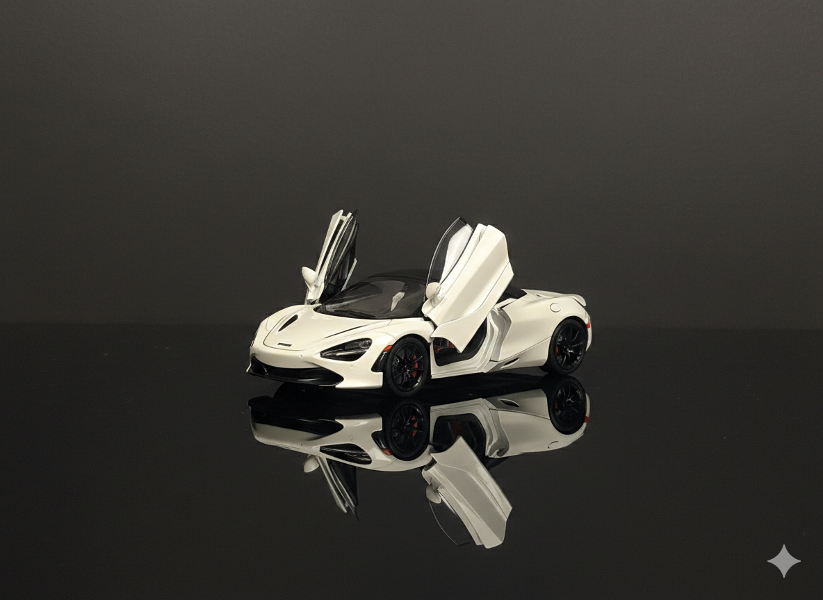 McLaren 720S White Die-Cast Model Car – Sound & Light Pull Back Series (1:24 Scale)