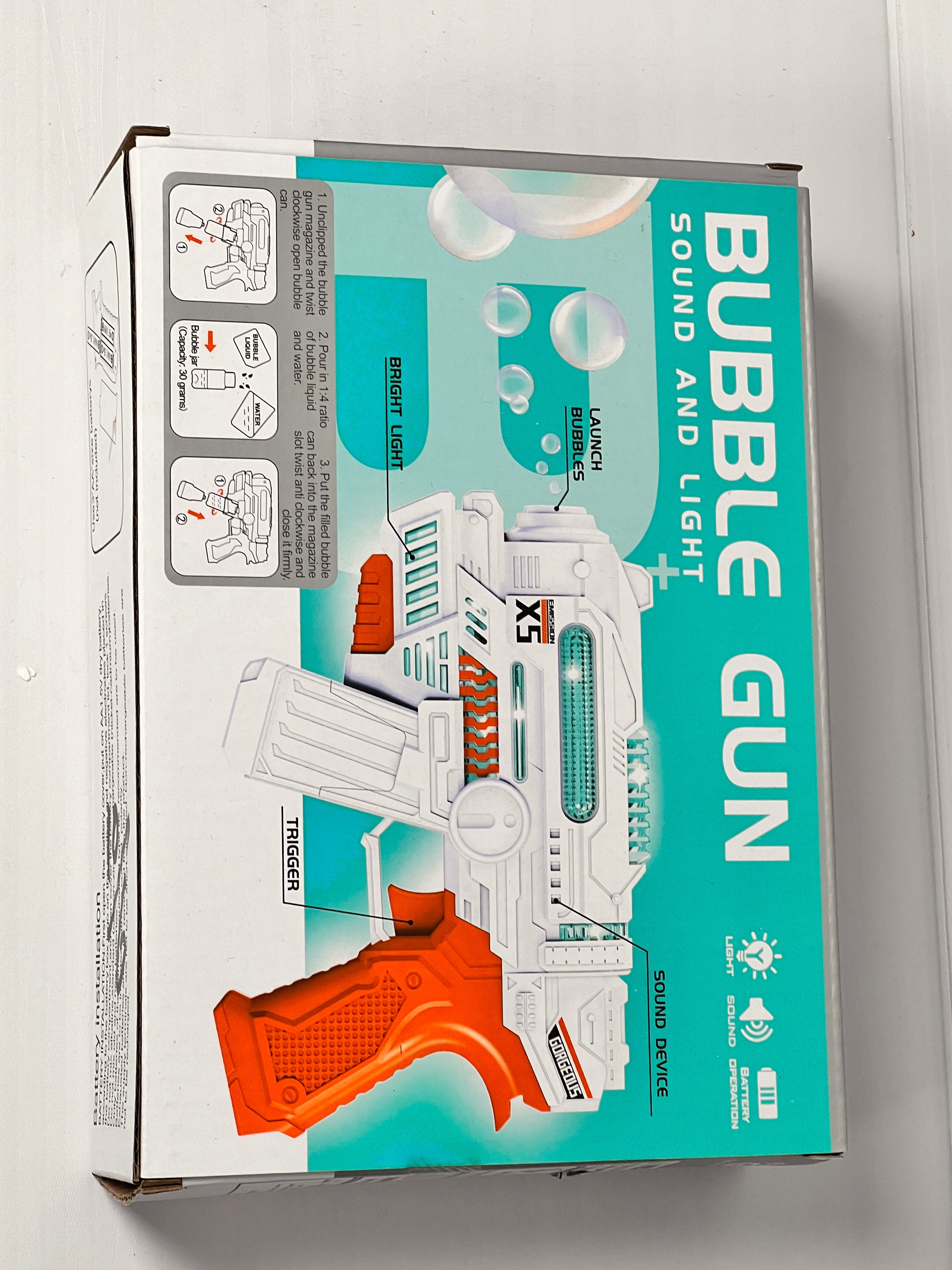 X5 Emission Bubble Gun – Interactive Sound and Light Blaster