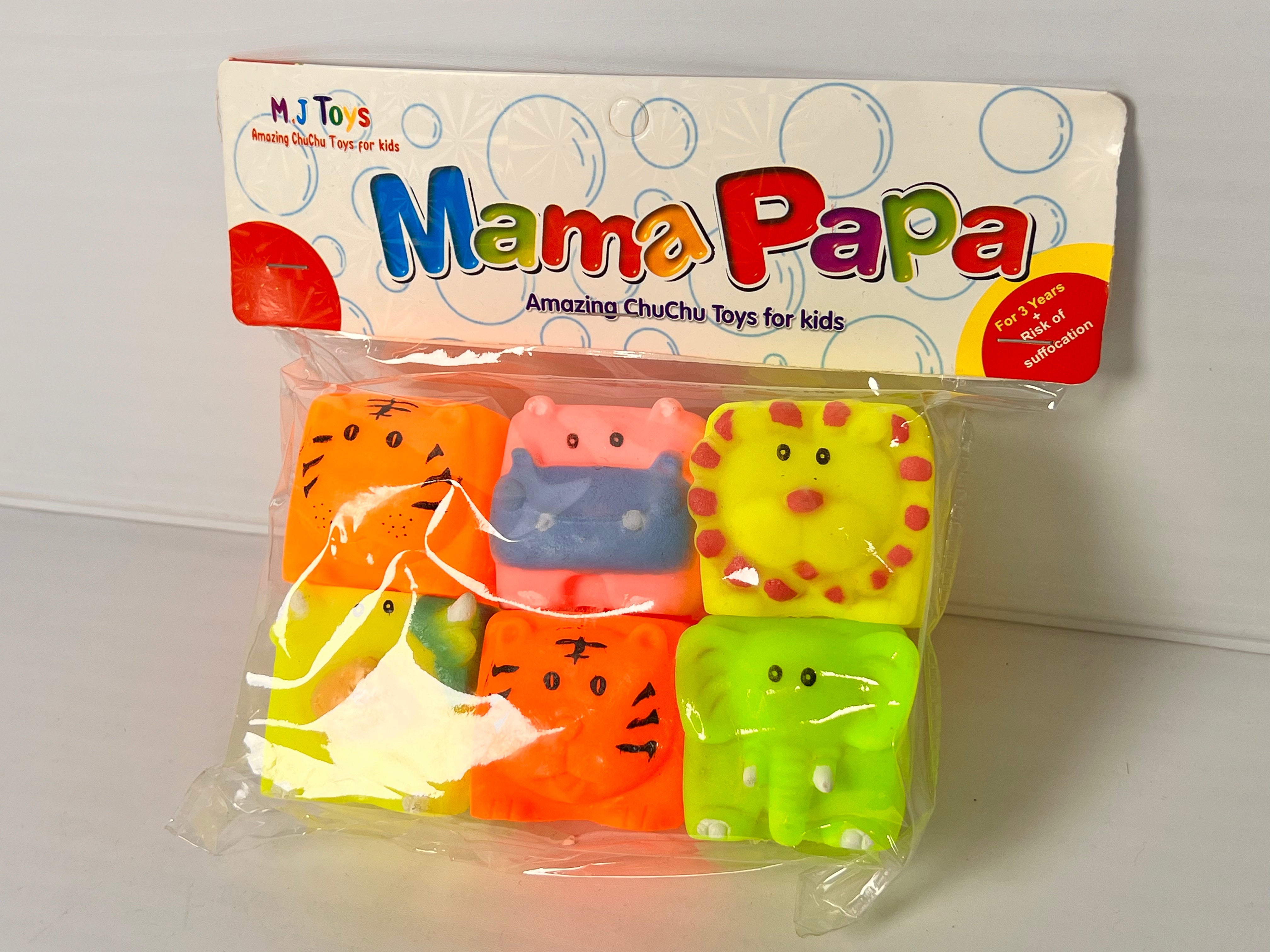 Mama Papa Amazing ChuChu Squeaky Animal Toy Set – Soft Bath & Play Toys