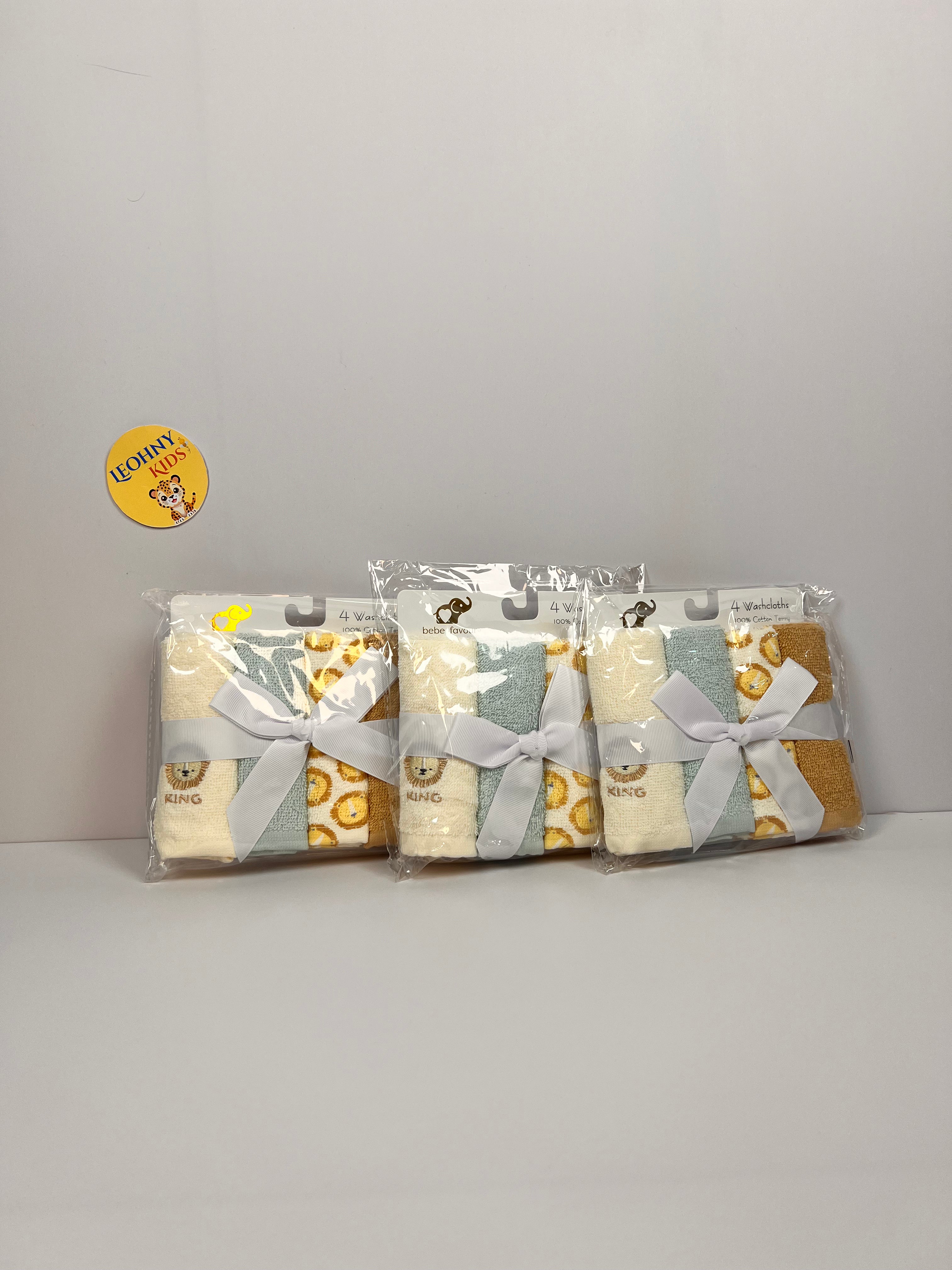 4-Pack Baby Cotton Towels – Soft & Absorbent Washcloth Set