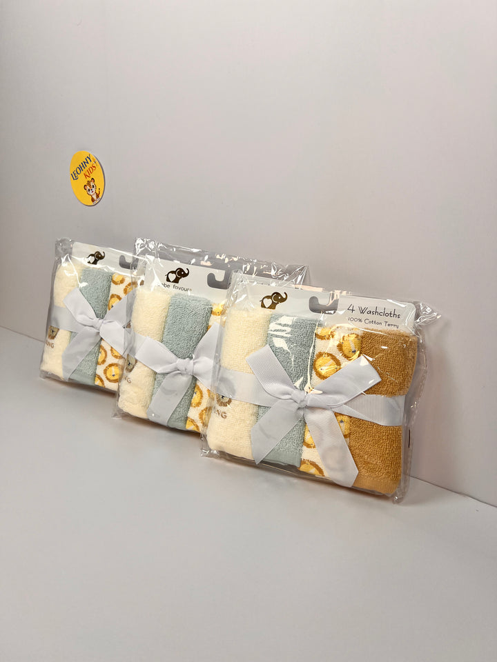 4-Pack Baby Cotton Towels – Soft & Absorbent Washcloth Set