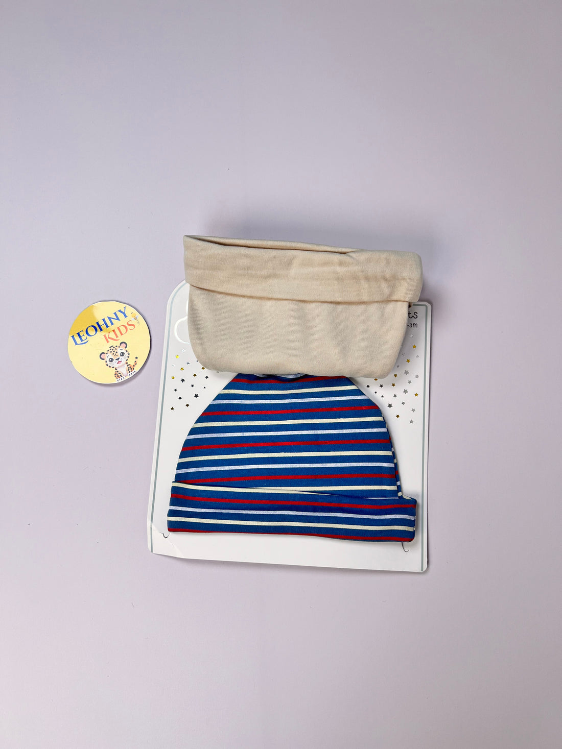 Newborn 3-Piece "Tiger & Stars" Beanie Hat Set (0–3 Months)