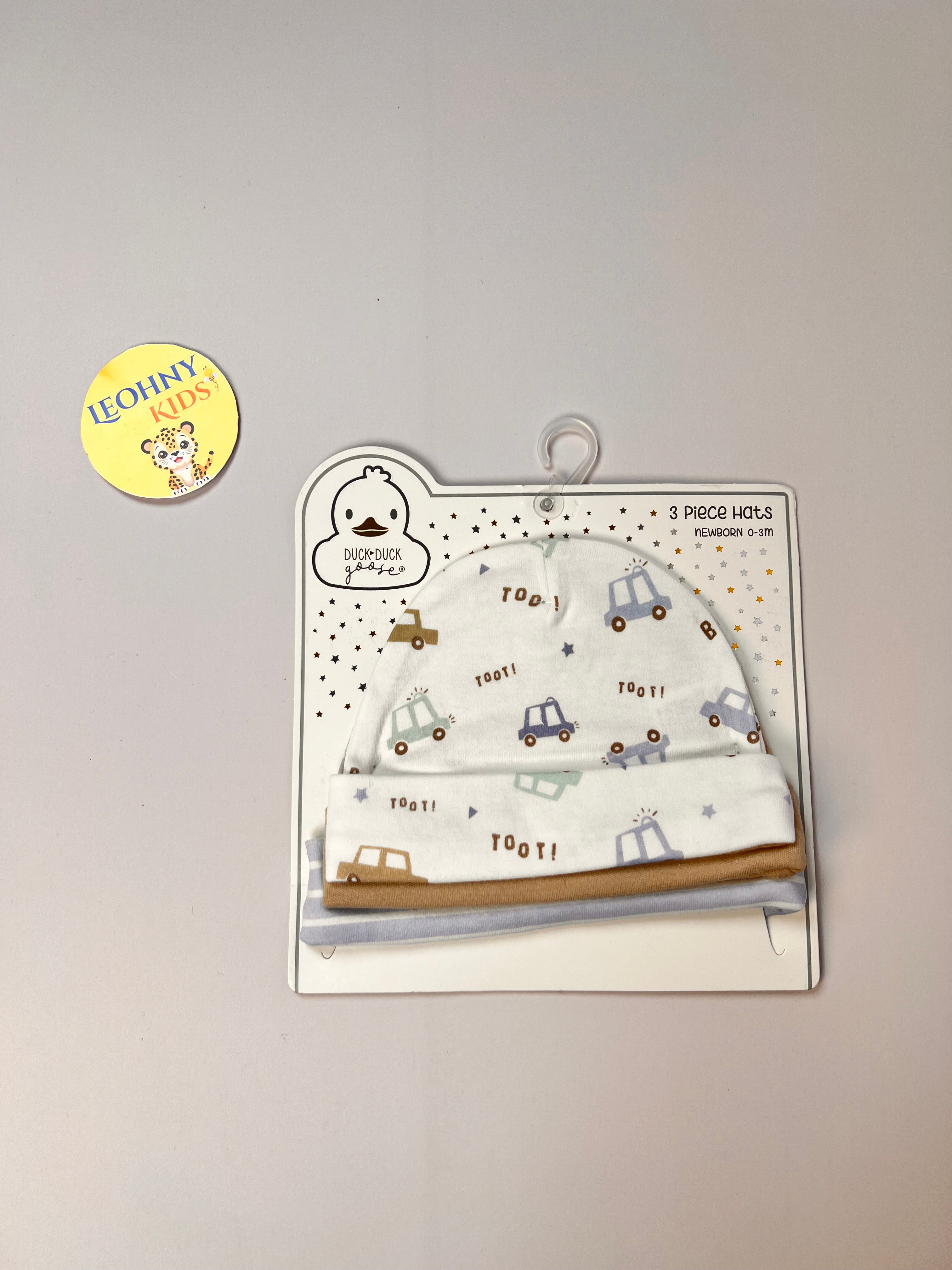 Newborn 3-Piece Floral & Solid Beanie Hat Set (0–3 Months)