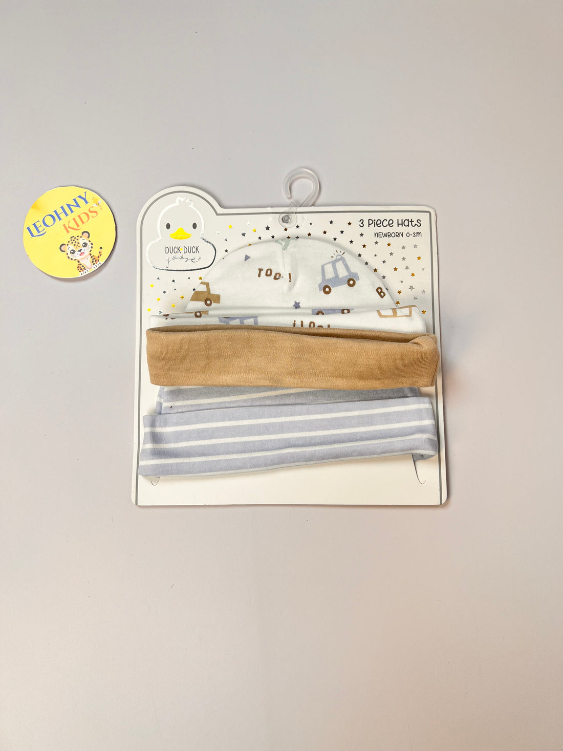 Newborn 3-Piece Floral & Solid Beanie Hat Set (0–3 Months)