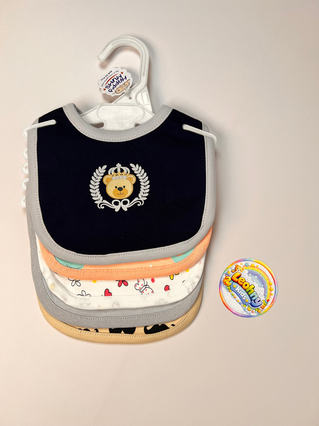 Baby 5-Piece "Happy Mums" Essential Soft-Cotton Bib Set