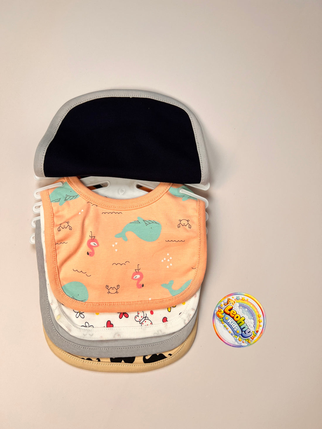 Baby 5-Piece "Happy Mums" Essential Soft-Cotton Bib Set