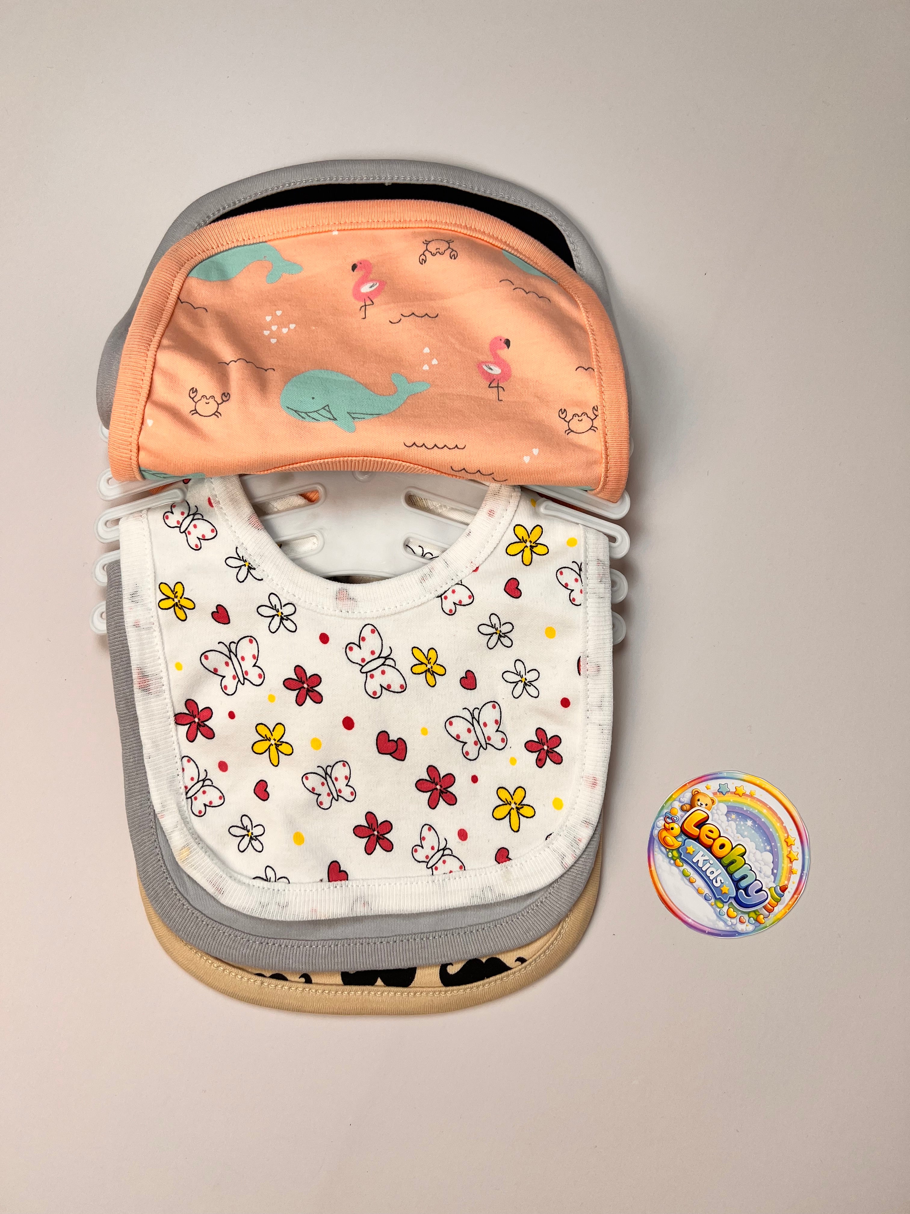 Baby 5-Piece "Happy Mums" Essential Soft-Cotton Bib Set