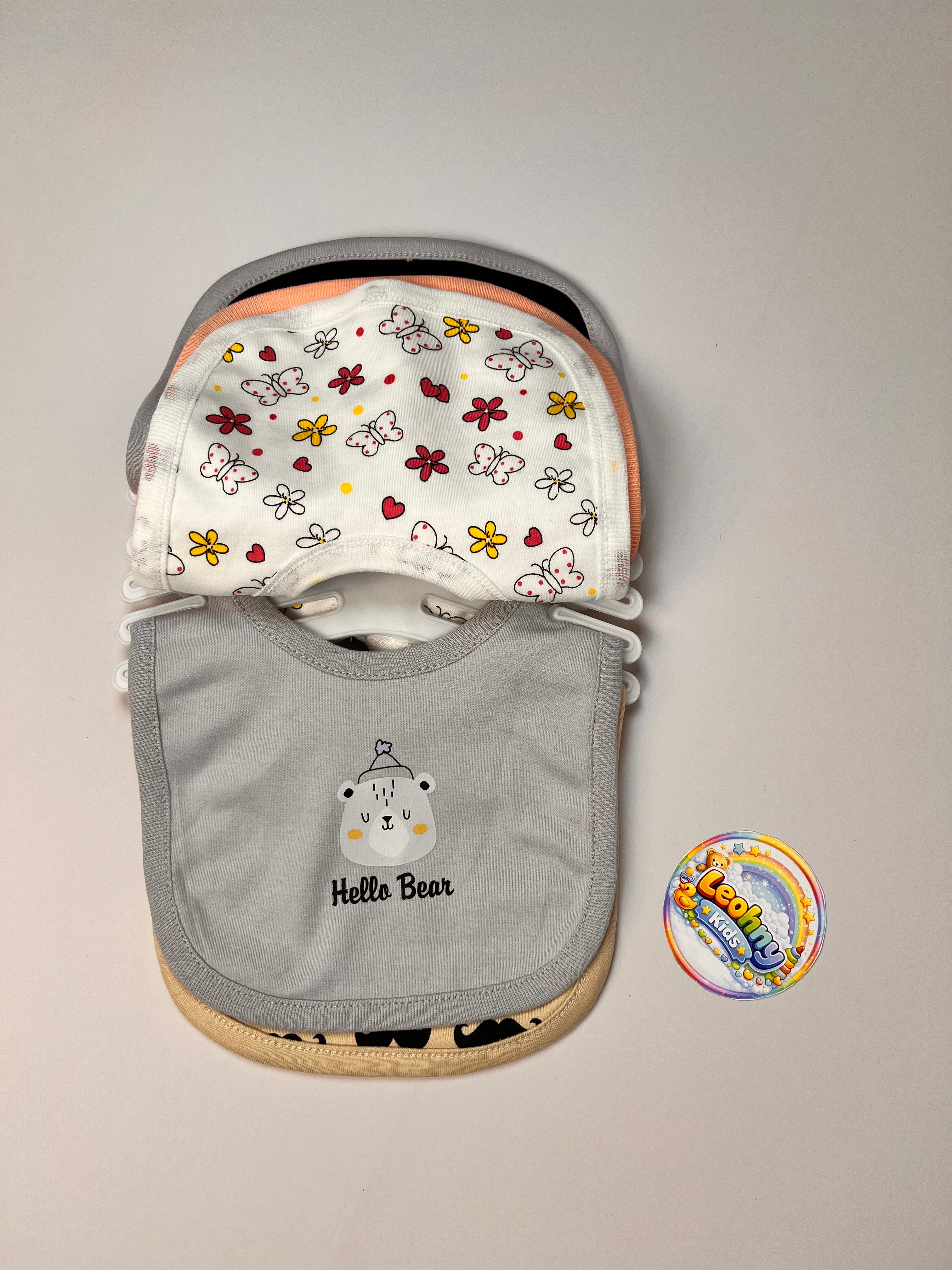 Baby 5-Piece "Happy Mums" Essential Soft-Cotton Bib Set