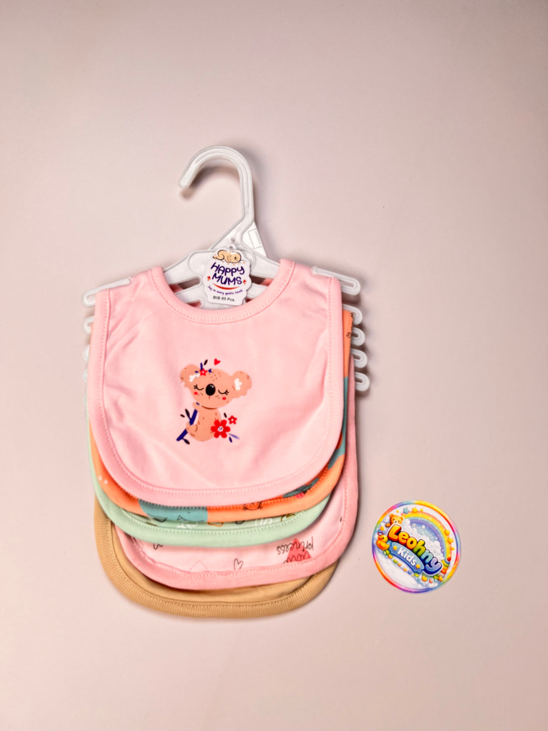 Baby 5-Piece "Happy Mums" Essential Soft-Cotton Bib Set