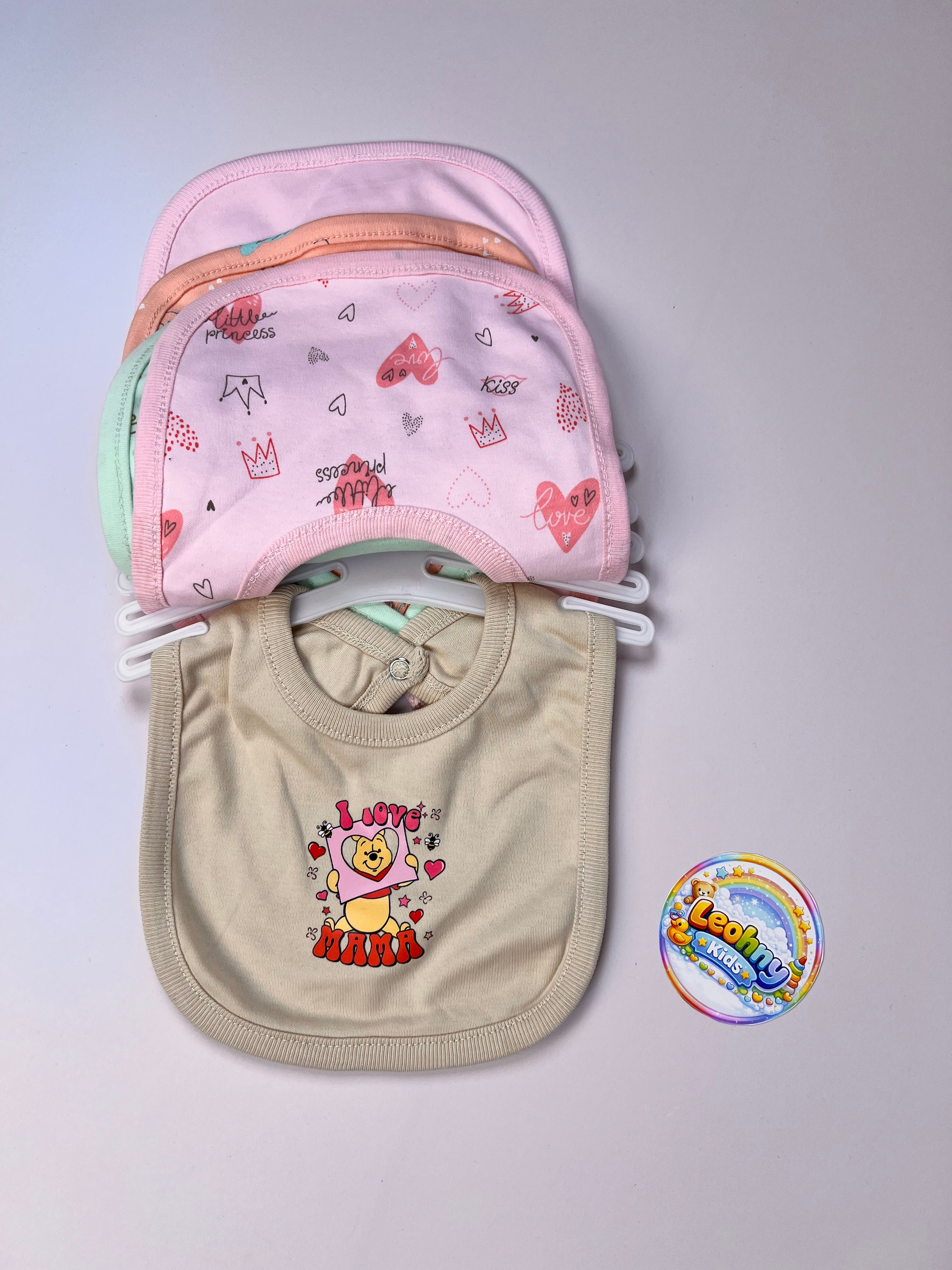 Baby 5-Piece "Happy Mums" Essential Soft-Cotton Bib Set