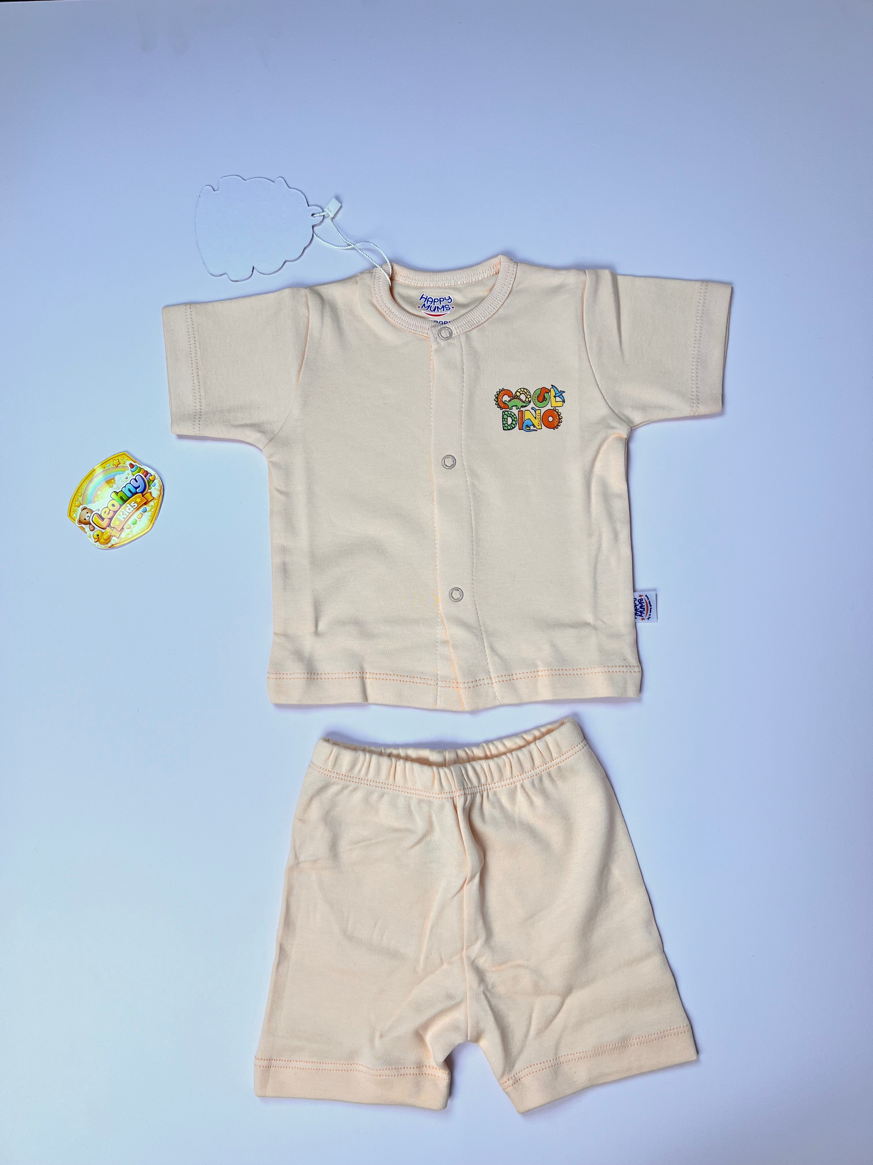 Newborn 2-Piece "Happy Mums" Giraffe Button-Up Set (Short Sleeves)