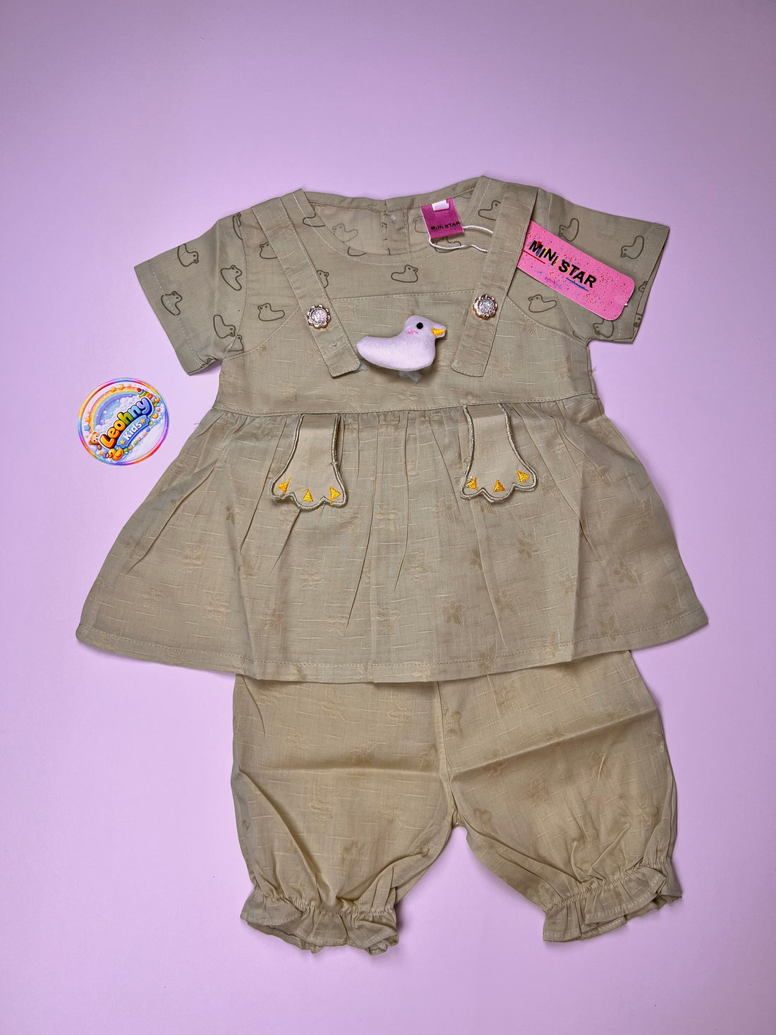 Baby Girls 2-Piece "Pretty Duckling" Summer Frock & Bloomer Set