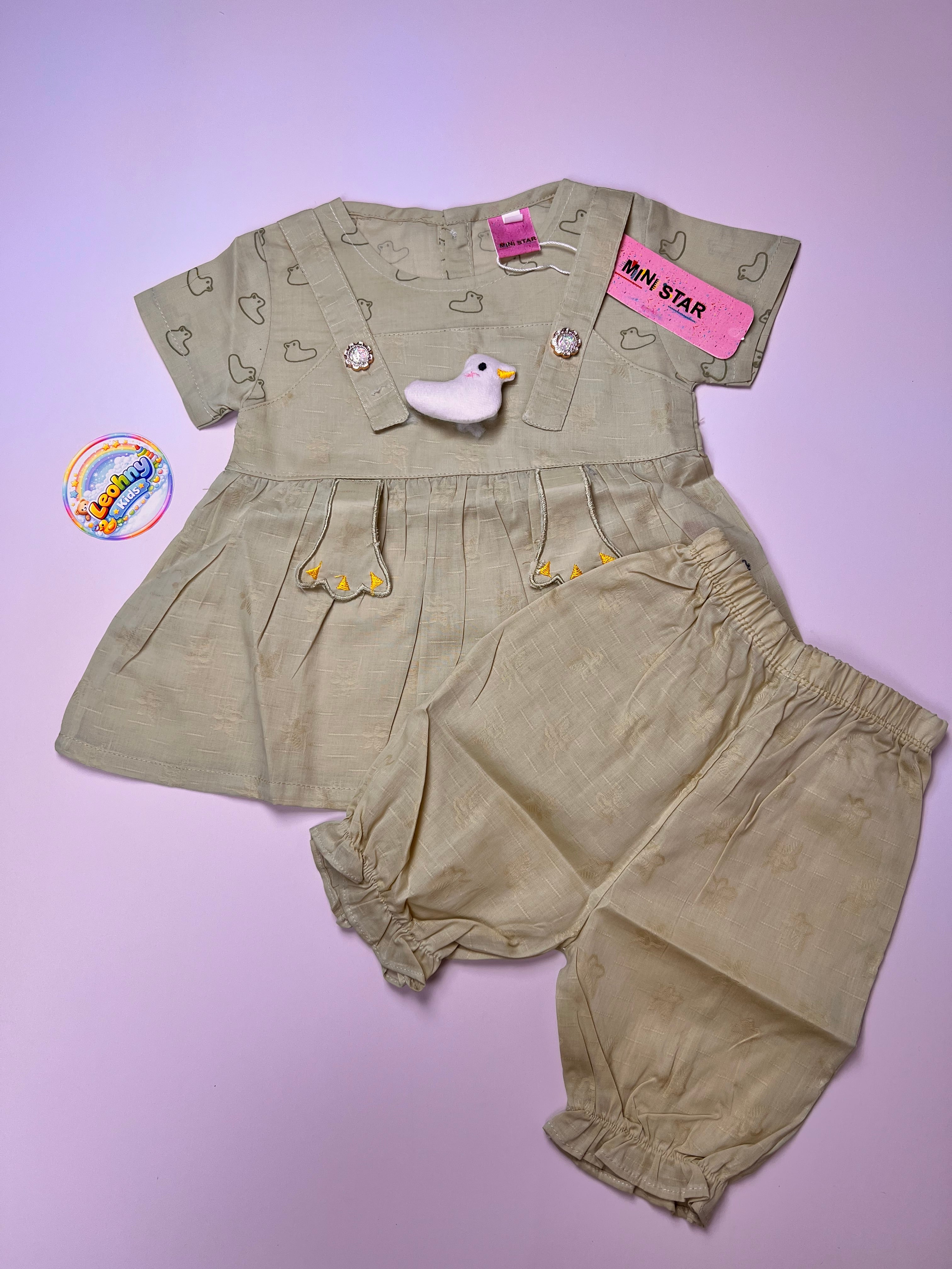 Baby Girls 2-Piece "Pretty Duckling" Summer Frock & Bloomer Set