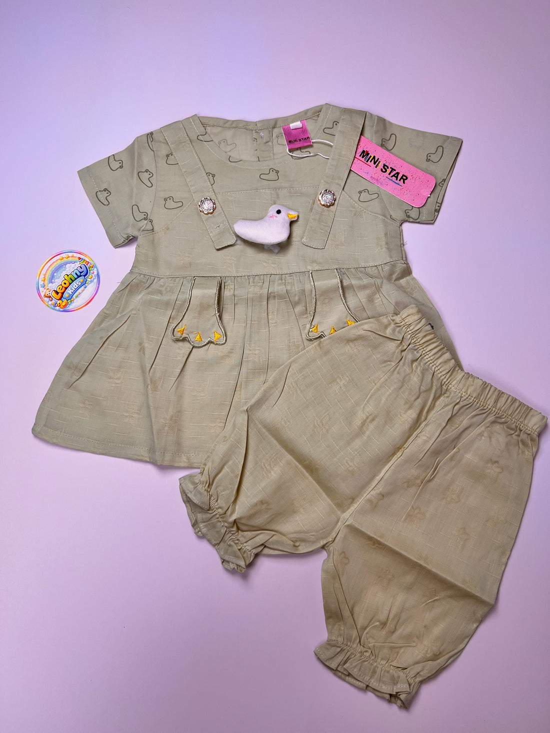 Baby Girls 2-Piece "Pretty Duckling" Summer Frock & Bloomer Set