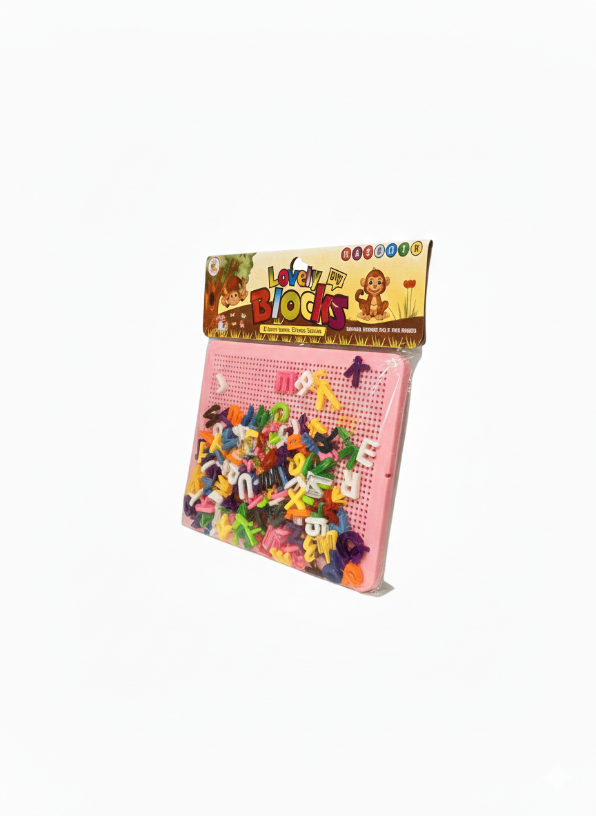 Lovely Blocks Alphabet & Number Learning Set with Peg Board – Educational Toy for Kids