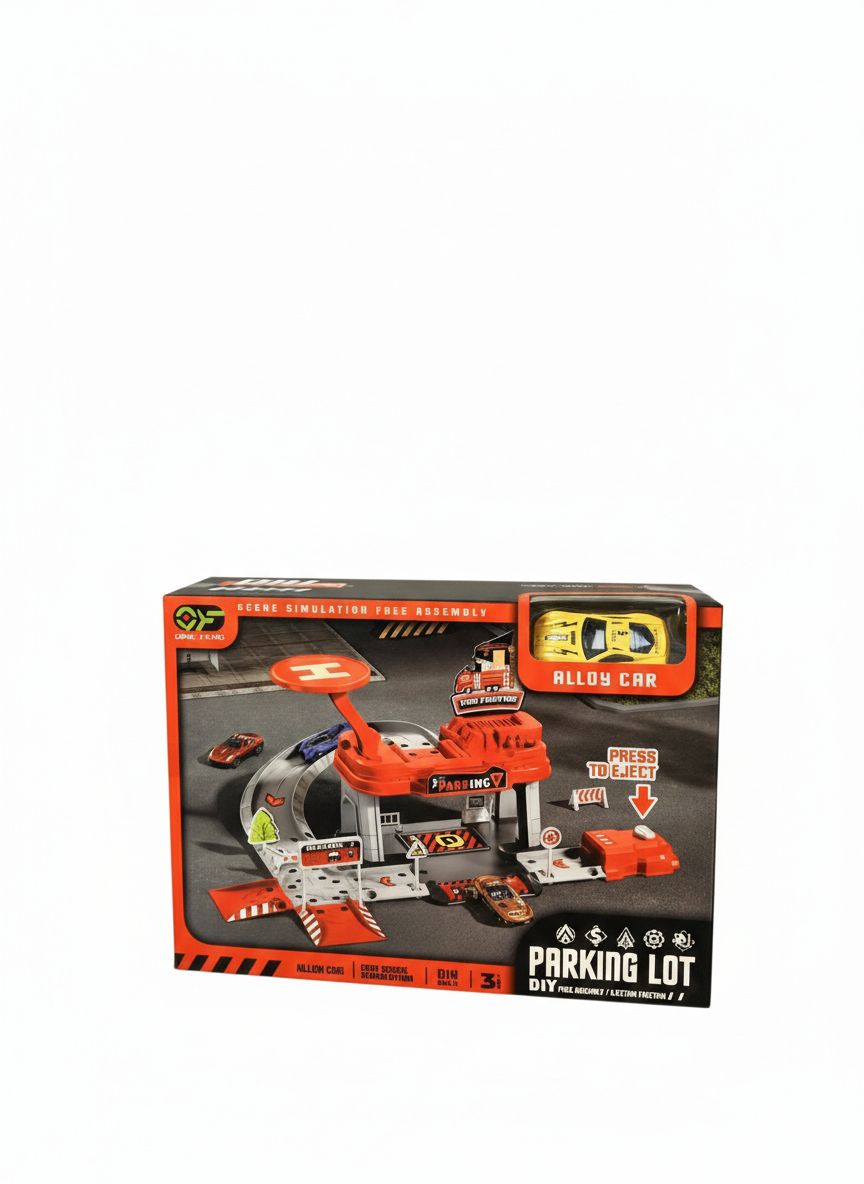 DIY Parking Lot Playset with Alloy Car – Press to Eject Multi-Level Garage Toy (3+ Years)