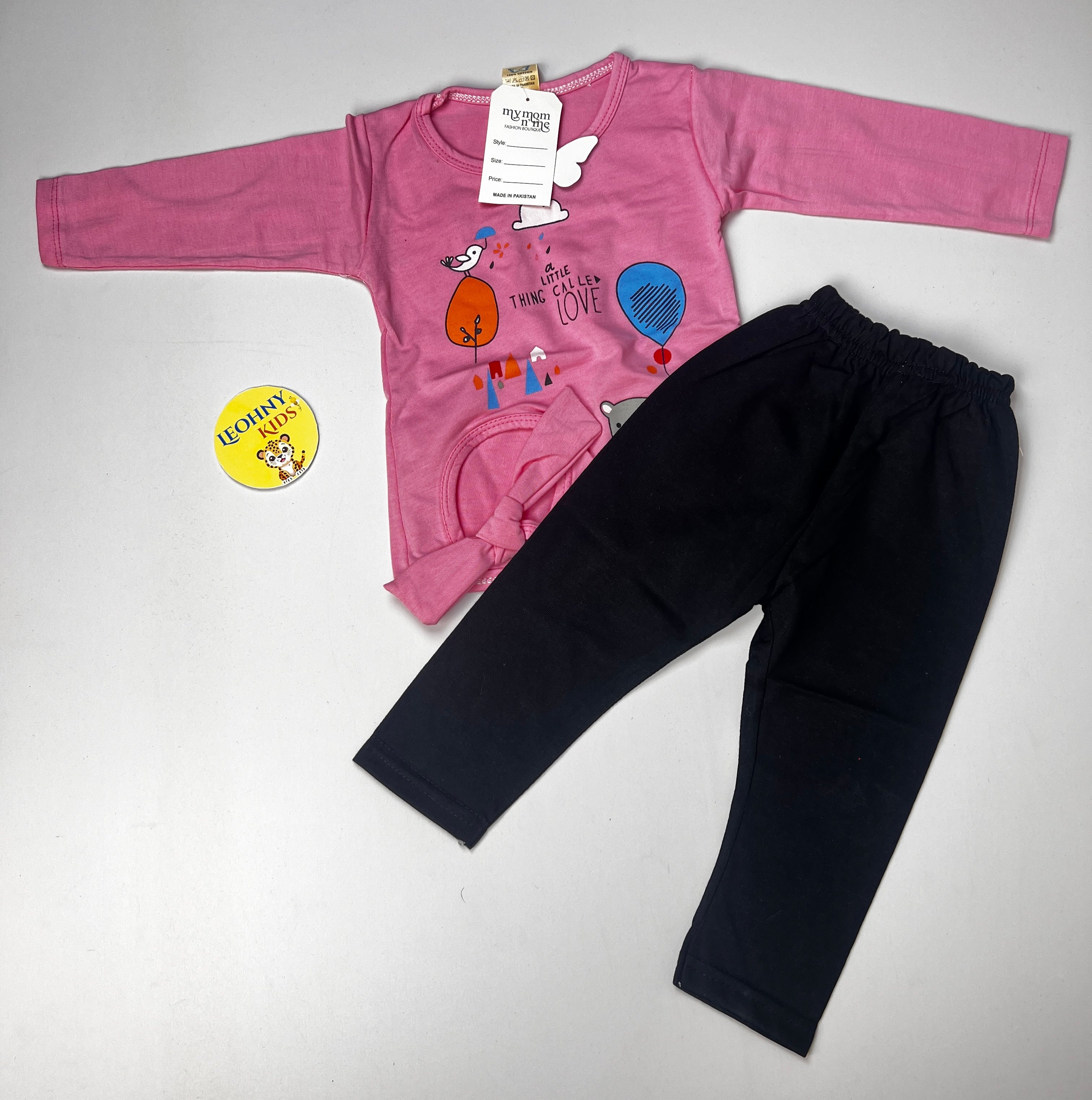 Girls 2 Pcs "A Little Thing Called Love" Tied-Hem Suit (Full Sleeves)
