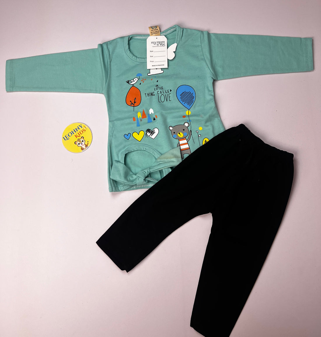 Girls 2 Pcs "A Little Thing Called Love" Tied-Hem Suit (Full Sleeves)