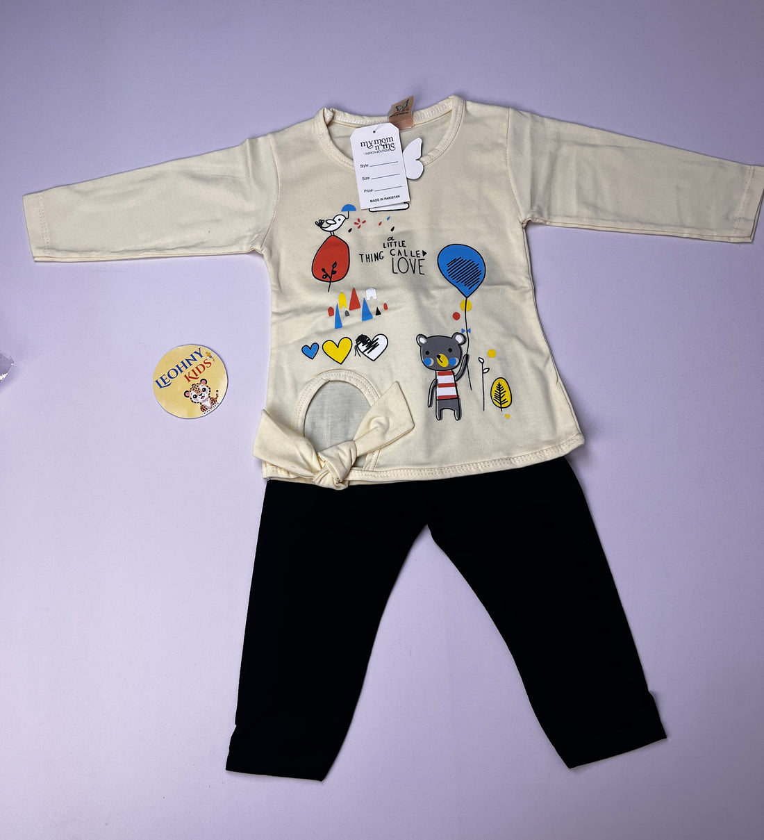 Girls 2 Pcs "A Little Thing Called Love" Tied-Hem Suit (Full Sleeves)