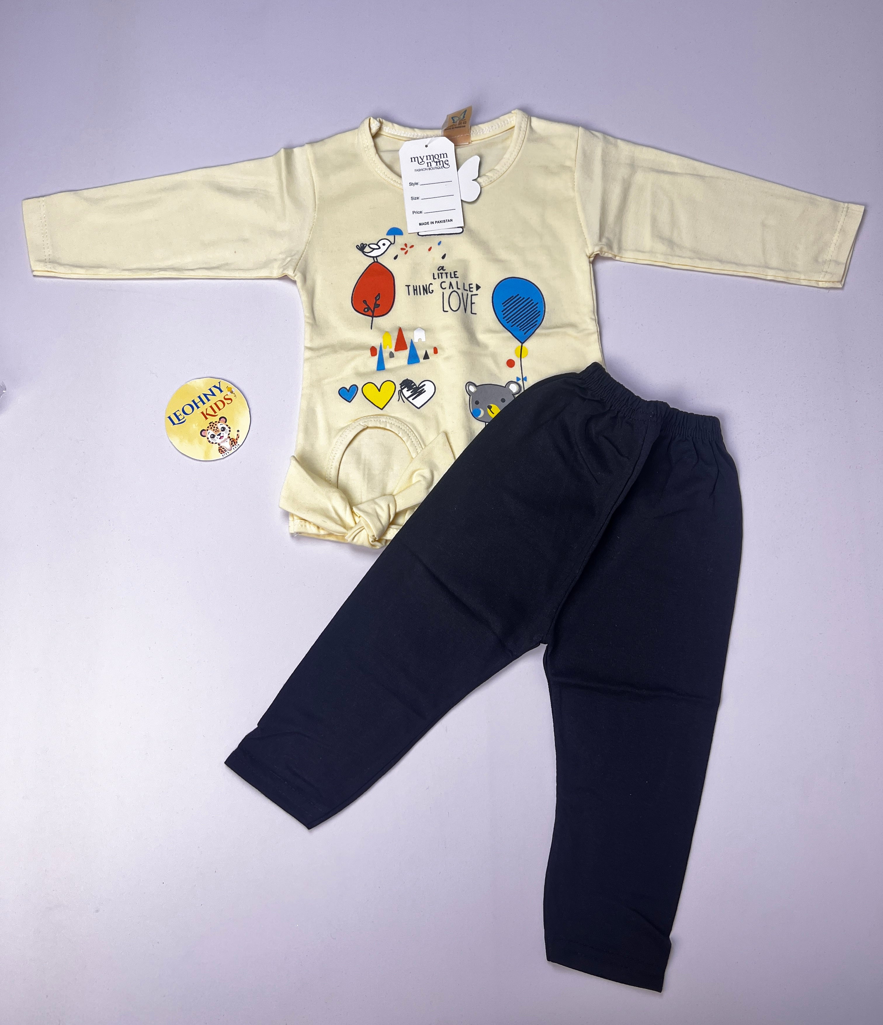Girls 2 Pcs "A Little Thing Called Love" Tied-Hem Suit (Full Sleeves)
