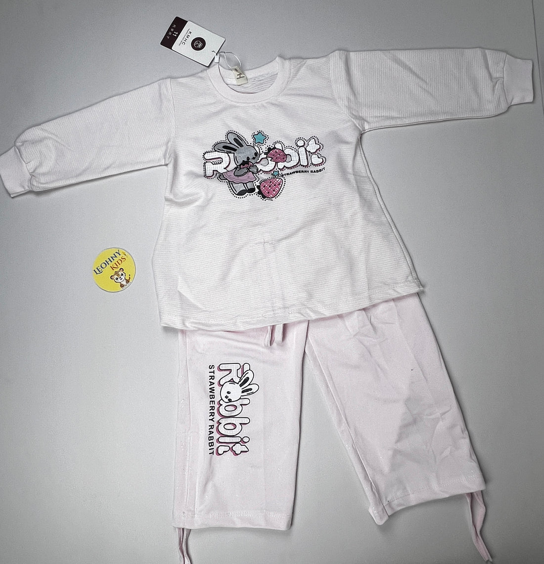 Girls 2 Pcs "The Bunny" Sequin Slub Suit – Cream/Yellow (Full Sleeves)