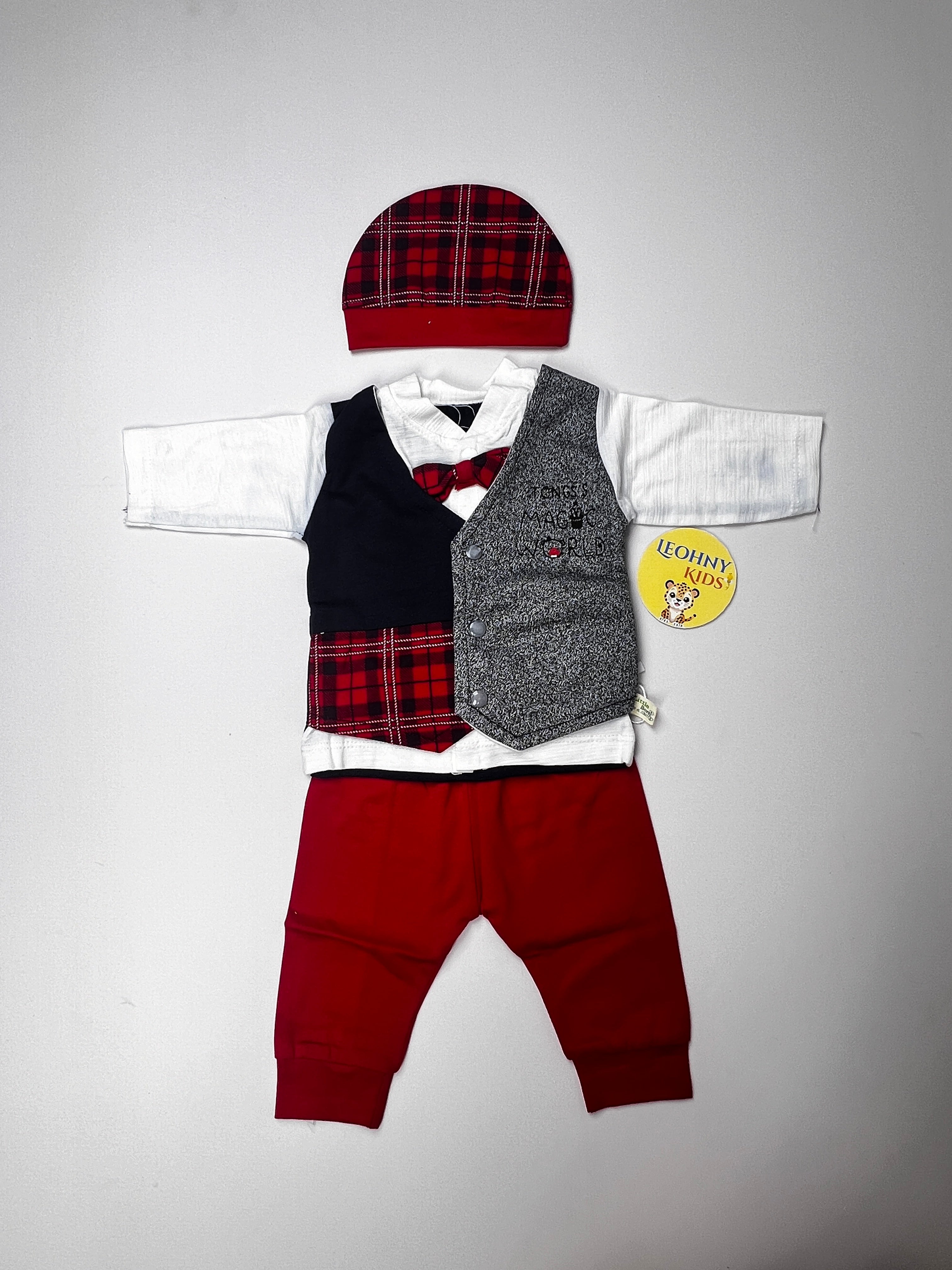 Baby Boys 4-Piece "Magic World" Formal Suit Set with Cap (Full Sleeves)