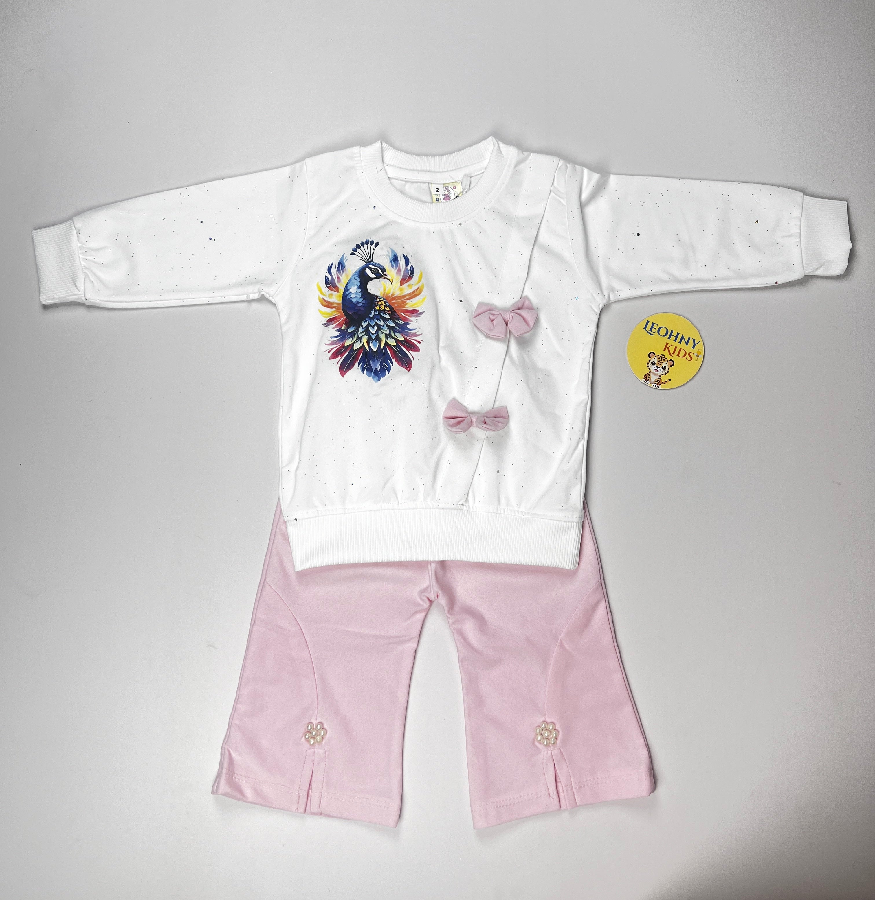 Girls 2 Pcs "Peacock Majesty" Embellished Suit (Full Sleeves)