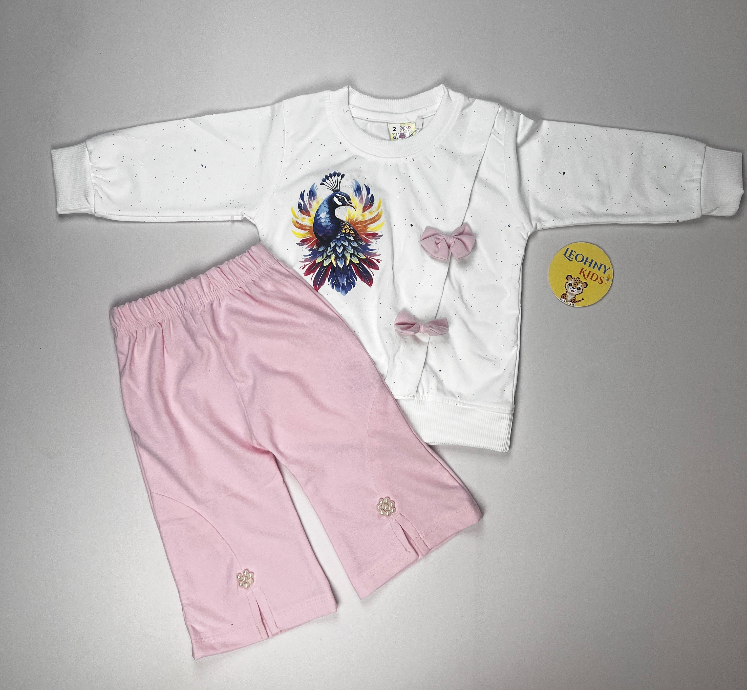 Girls 2 Pcs "Peacock Majesty" Embellished Suit (Full Sleeves)