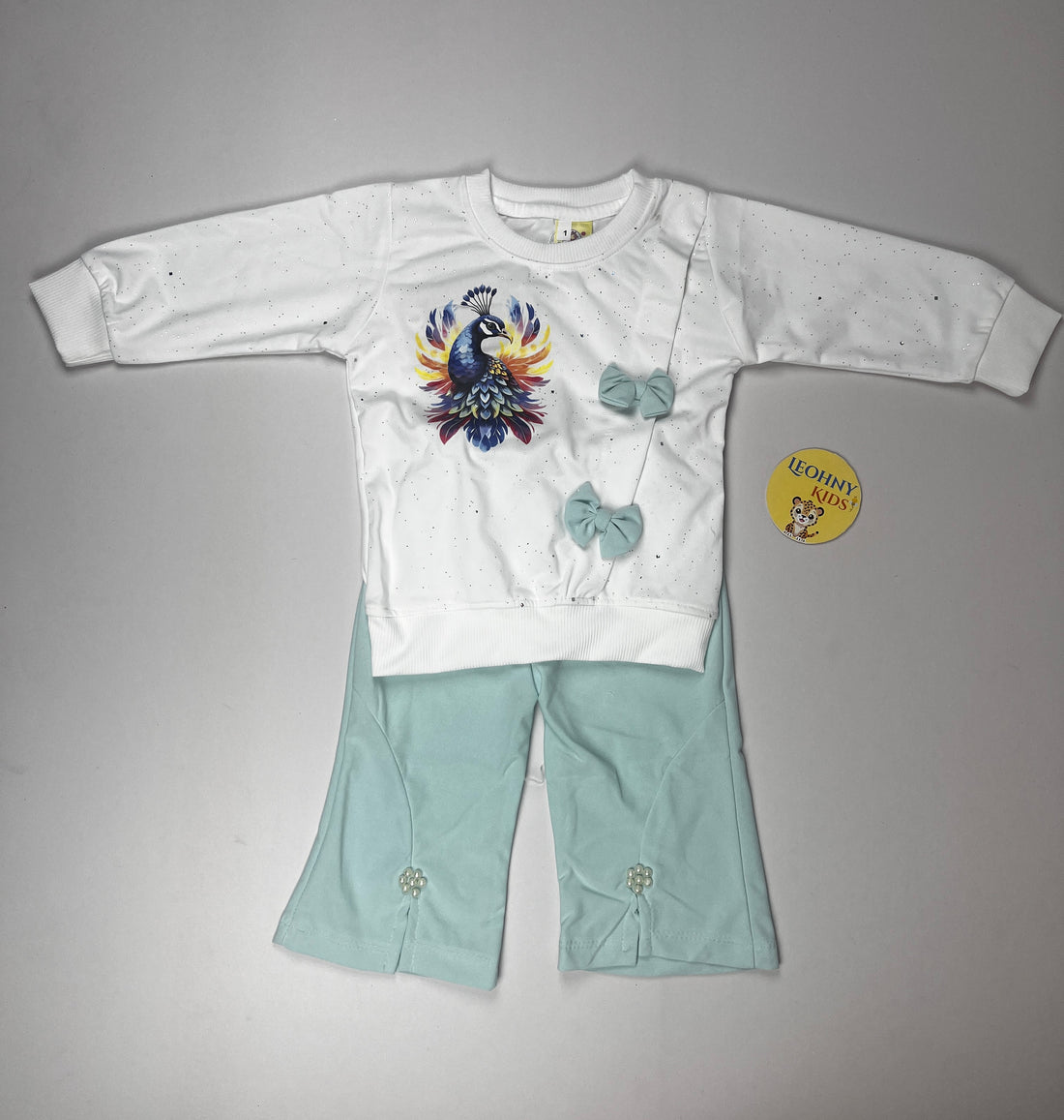 Girls 2 Pcs "Peacock Majesty" Embellished Suit (Full Sleeves)