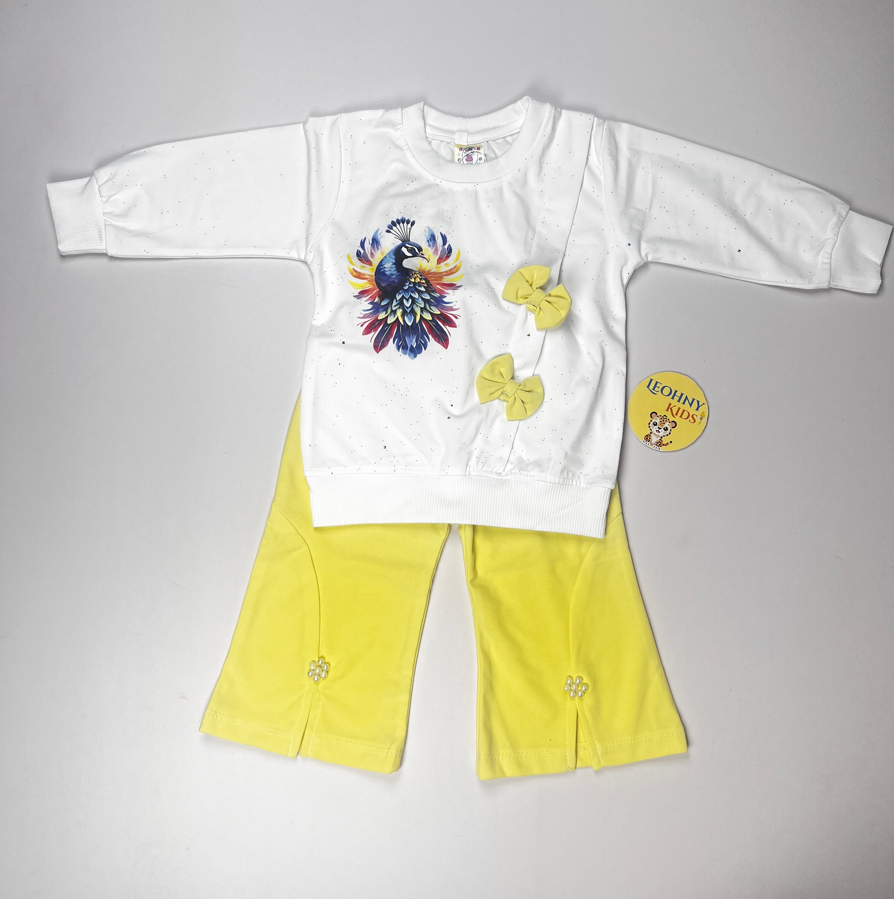 Girls 2 Pcs "Peacock Majesty" Embellished Suit (Full Sleeves)