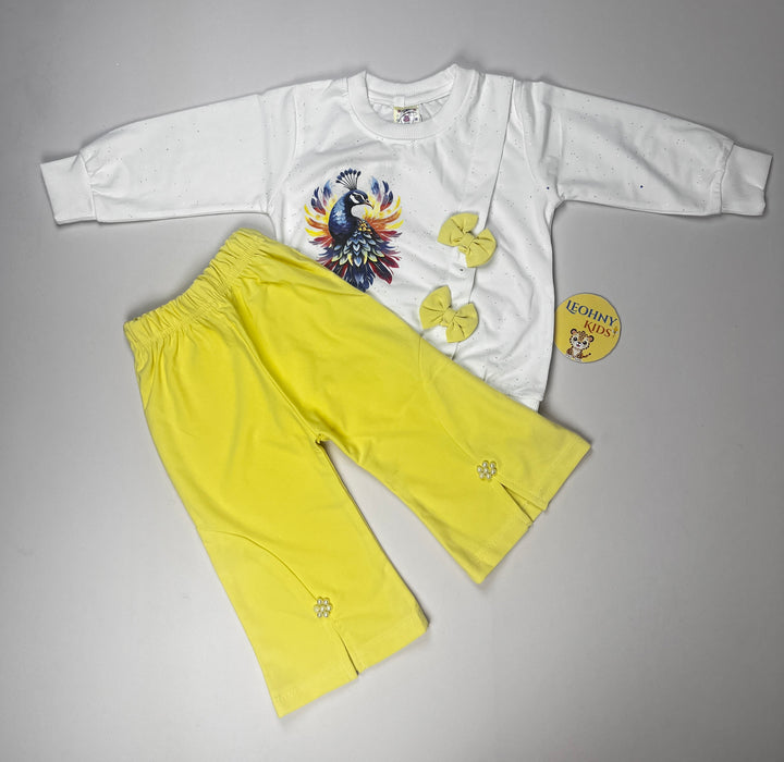 Girls 2 Pcs "Peacock Majesty" Embellished Suit (Full Sleeves)