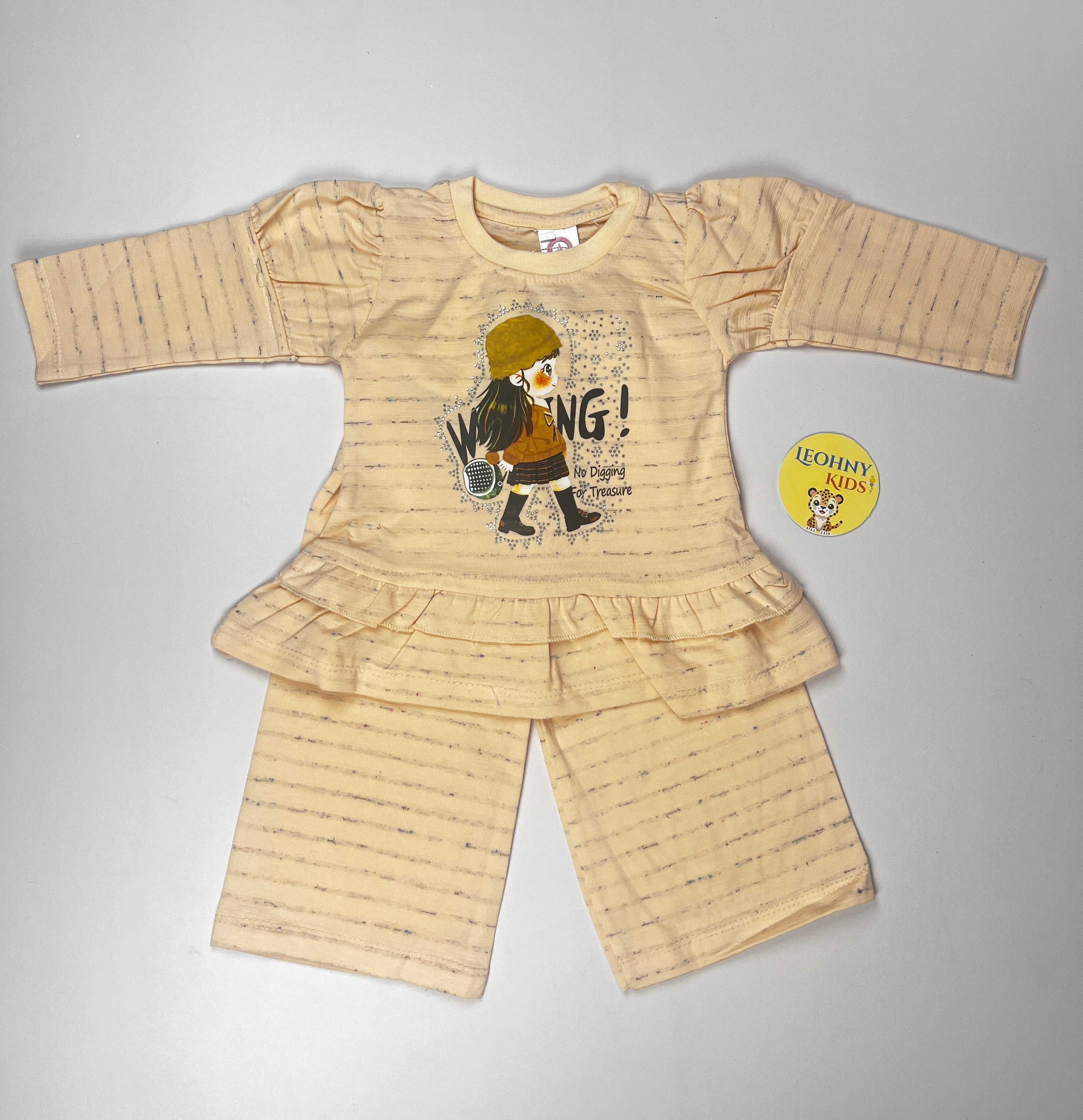 Girls 2 Pcs Frill Peplum Suit – Mint Green (Full Sleeves)