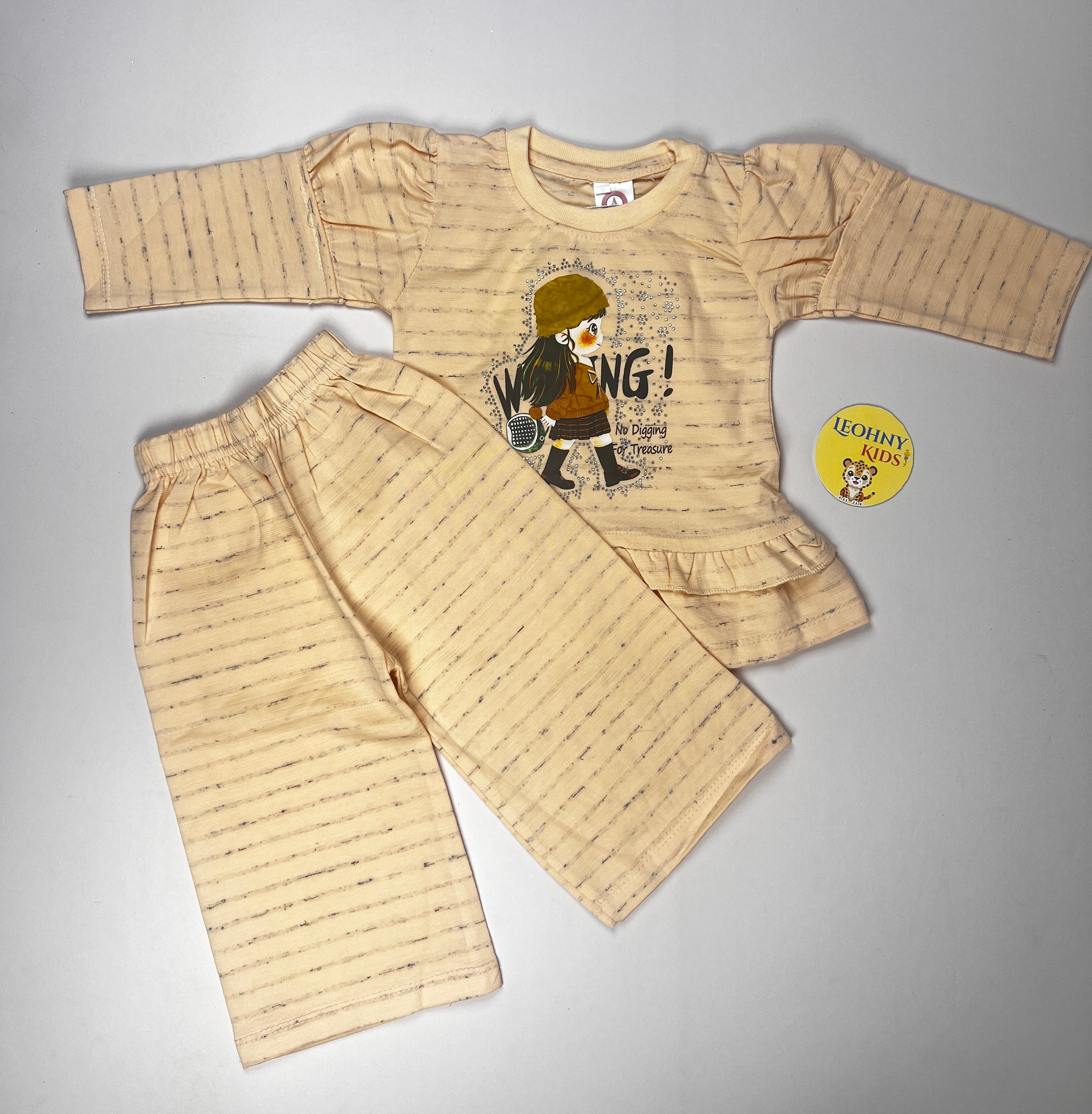 Girls 2 Pcs Frill Peplum Suit – Mint Green (Full Sleeves)