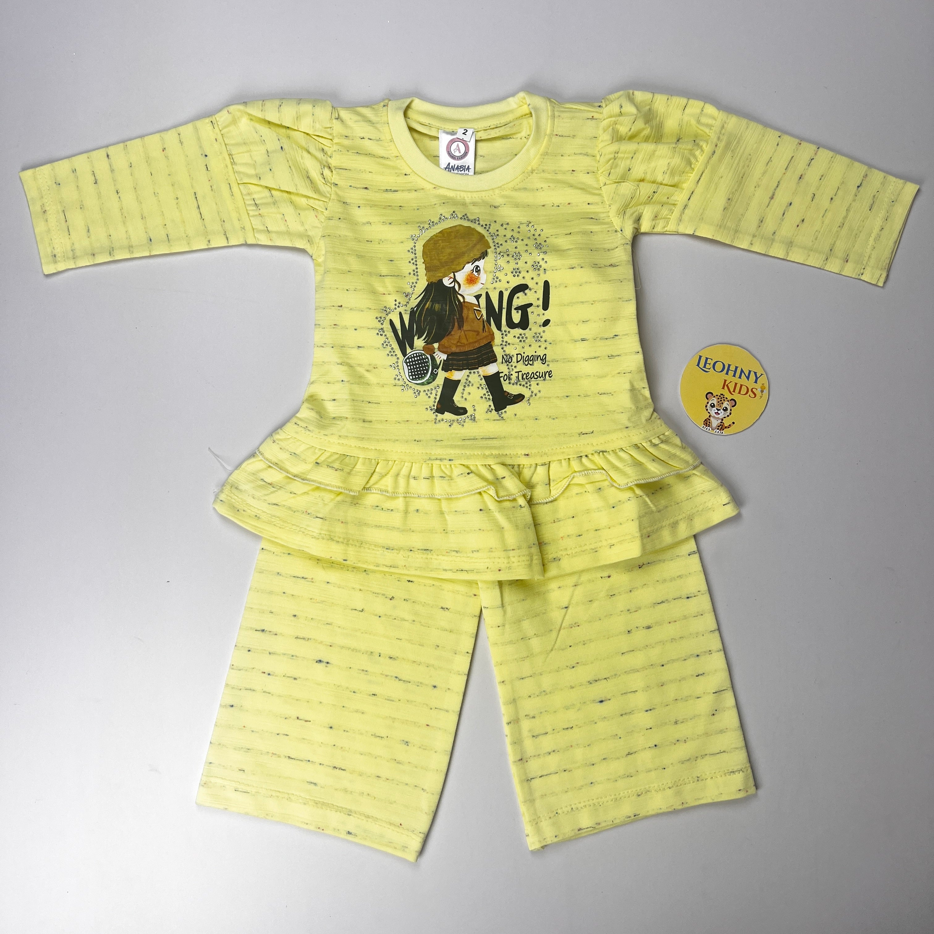 Girls 2 Pcs Frill Peplum Suit – Mint Green (Full Sleeves)