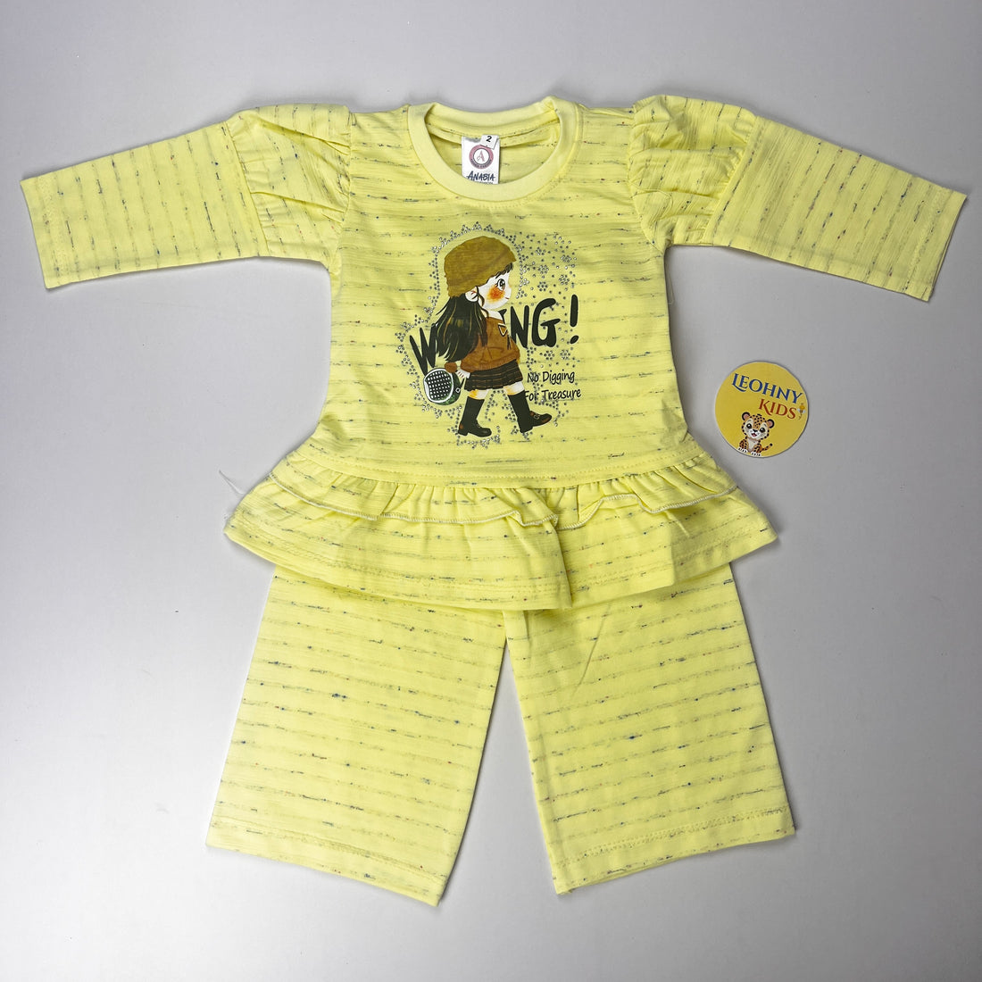 Girls 2 Pcs Frill Peplum Suit – Mint Green (Full Sleeves)